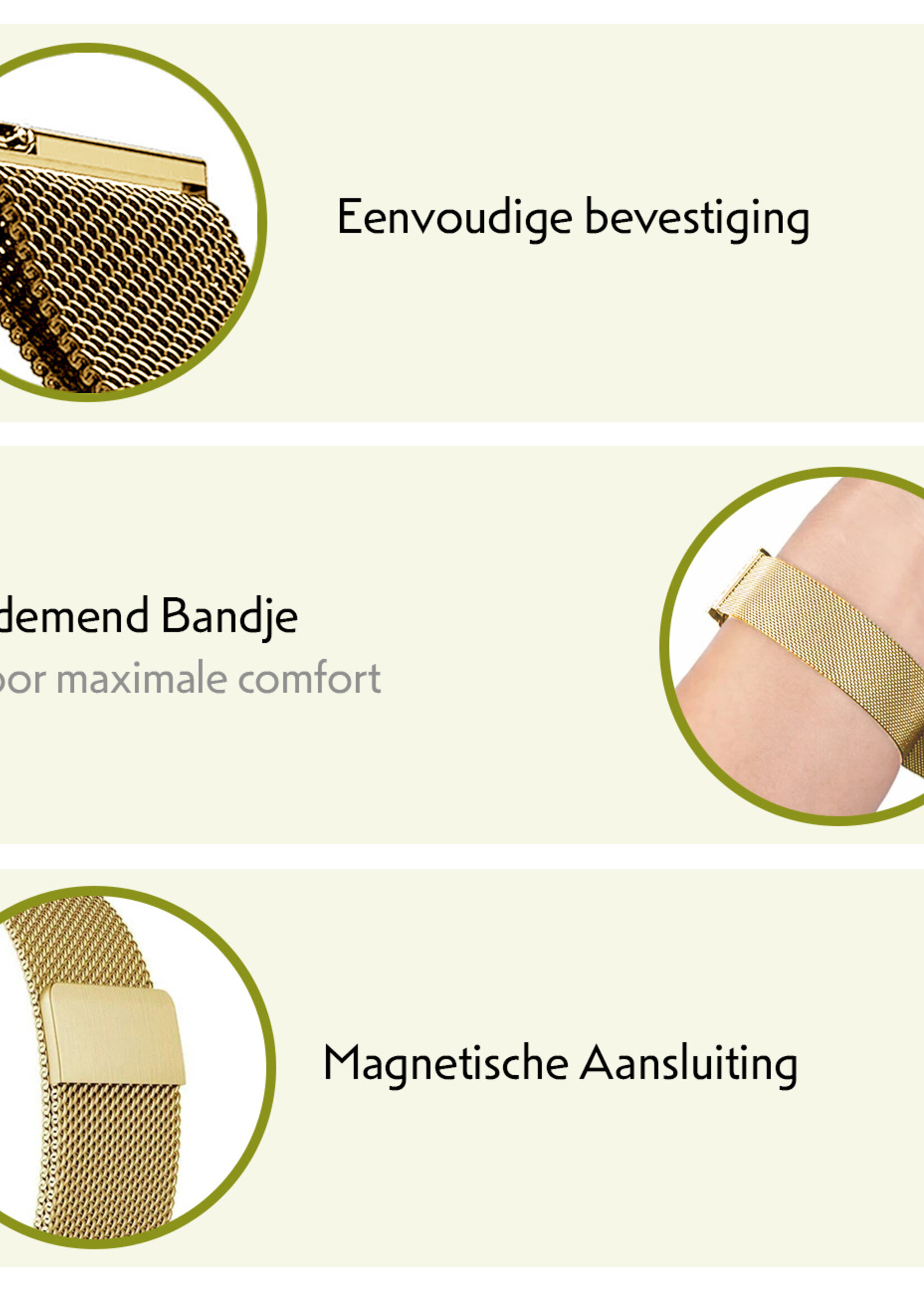 LUQ Bandje Geschikt voor Samsung Watch 5 Bandje Milanees - Horlogebandje Geschikt voor Samsung Galaxy Watch 5 Milanese Horlogeband Met Magneetsluiting - Goud