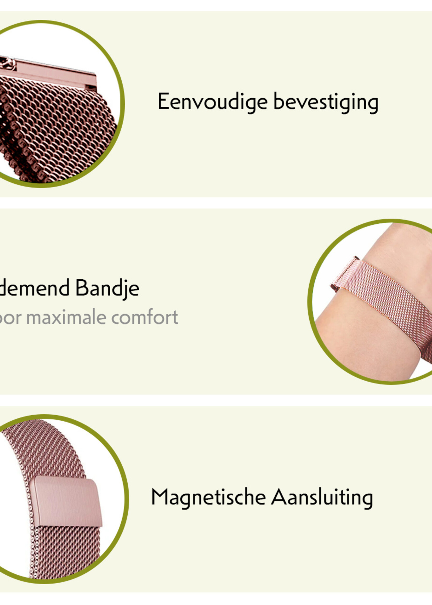 LUQ Bandje Geschikt voor Samsung Watch 5 Bandje Milanees - Horlogebandje Geschikt voor Samsung Galaxy Watch 5 Milanese Horlogeband Met Magneetsluiting - Rose Goud