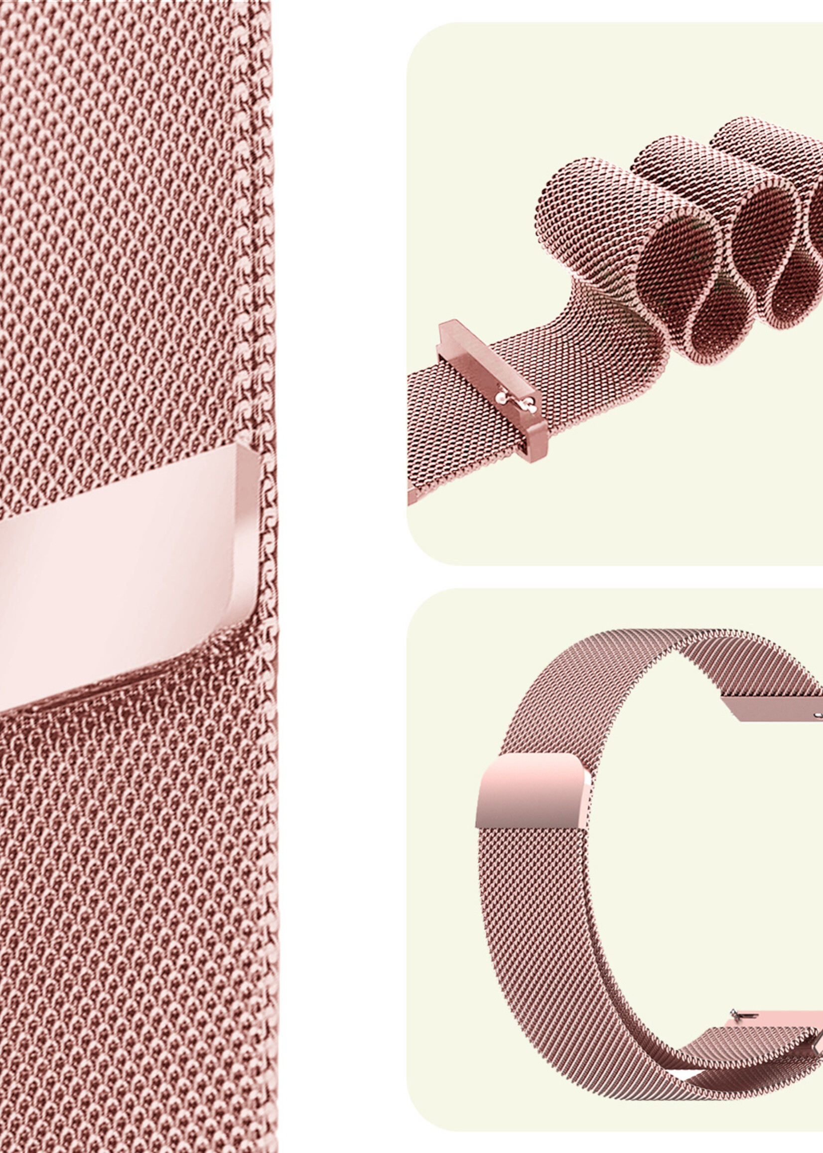 LUQ Bandje Geschikt voor Samsung Watch 5 Bandje Milanees - Horlogebandje Geschikt voor Samsung Galaxy Watch 5 Milanese Horlogeband Met Magneetsluiting - Rose Goud