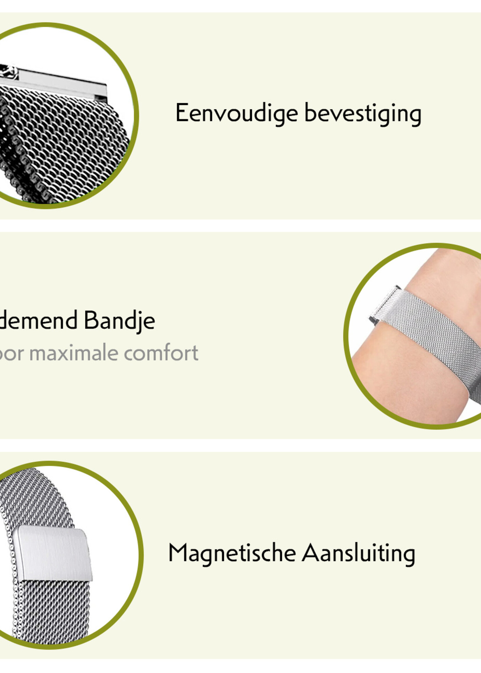 LUQ Bandje Geschikt voor Samsung Watch 5 Bandje Milanees - Horlogebandje Geschikt voor Samsung Galaxy Watch 5 Milanese Horlogeband Met Magneetsluiting - Zilver