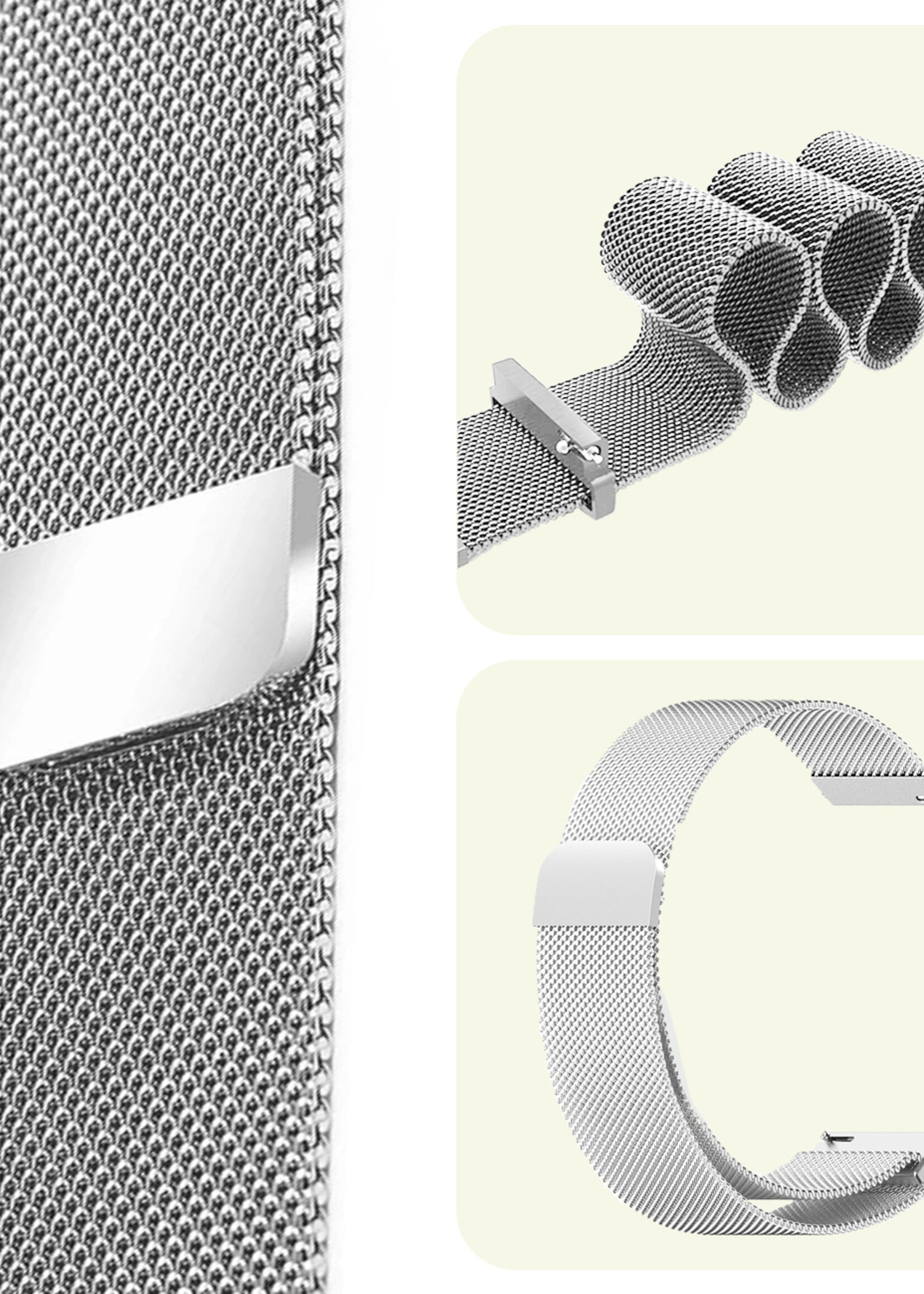 LUQ Bandje Geschikt voor Samsung Watch 5 Bandje Milanees - Horlogebandje Geschikt voor Samsung Galaxy Watch 5 Milanese Horlogeband Met Magneetsluiting - Zilver