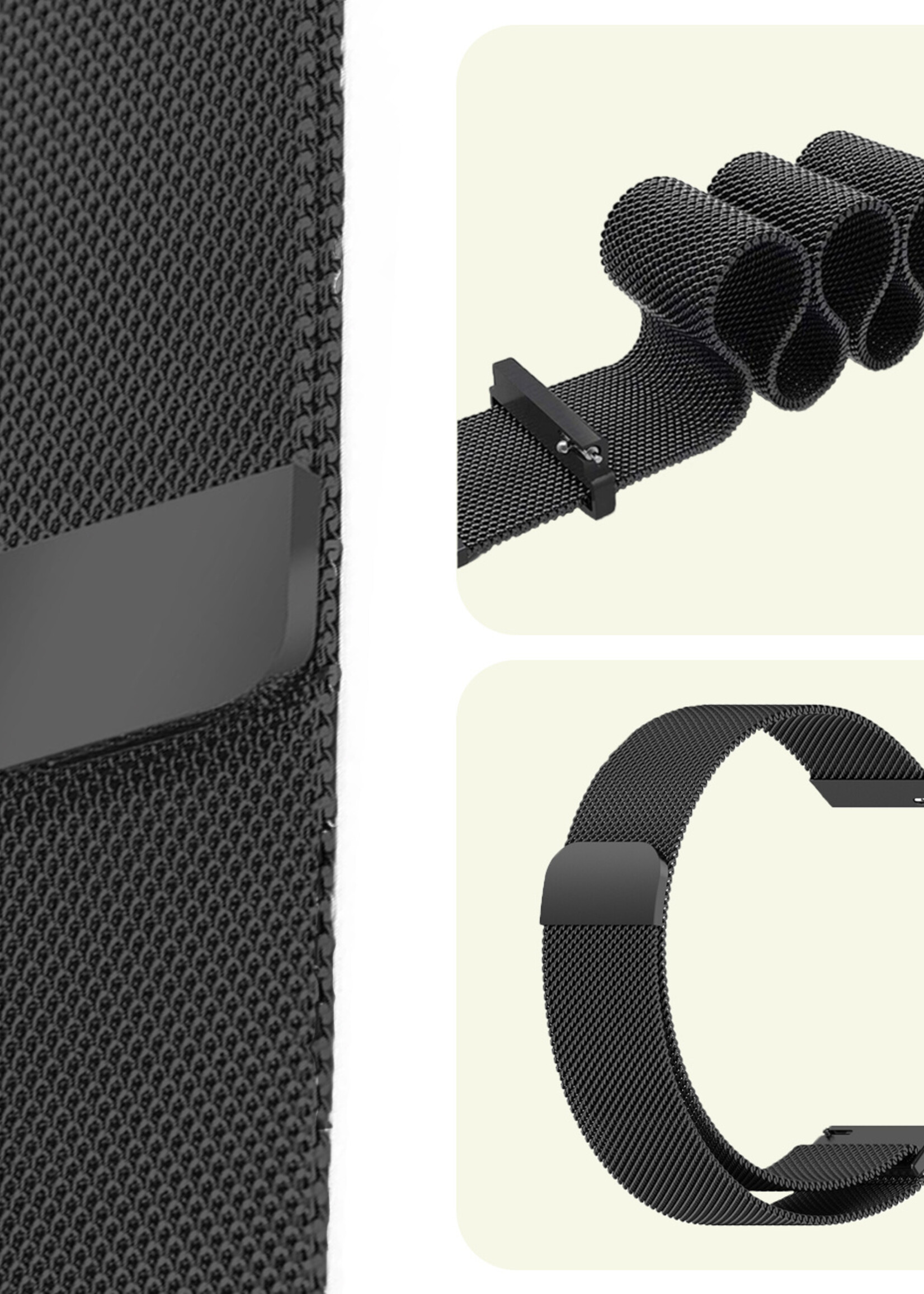 LUQ Bandje Geschikt voor Samsung Watch 5 Bandje Milanees - Horlogebandje Geschikt voor Samsung Galaxy Watch 5 Milanese Horlogeband Met Magneetsluiting - Zwart