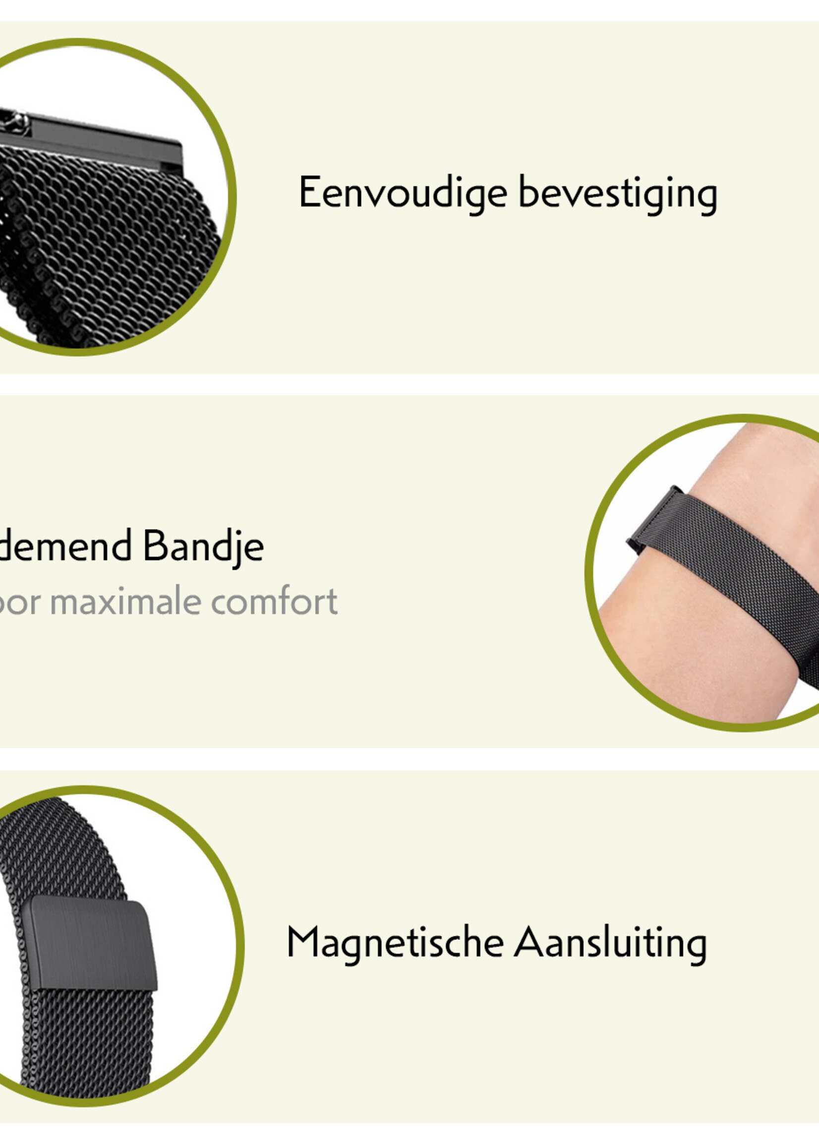 LUQ Bandje Geschikt voor Samsung Watch 6 Bandje Milanees - Horlogebandje Geschikt voor Samsung Galaxy Watch 6 Milanese Horlogeband Met Magneetsluiting - Zwart