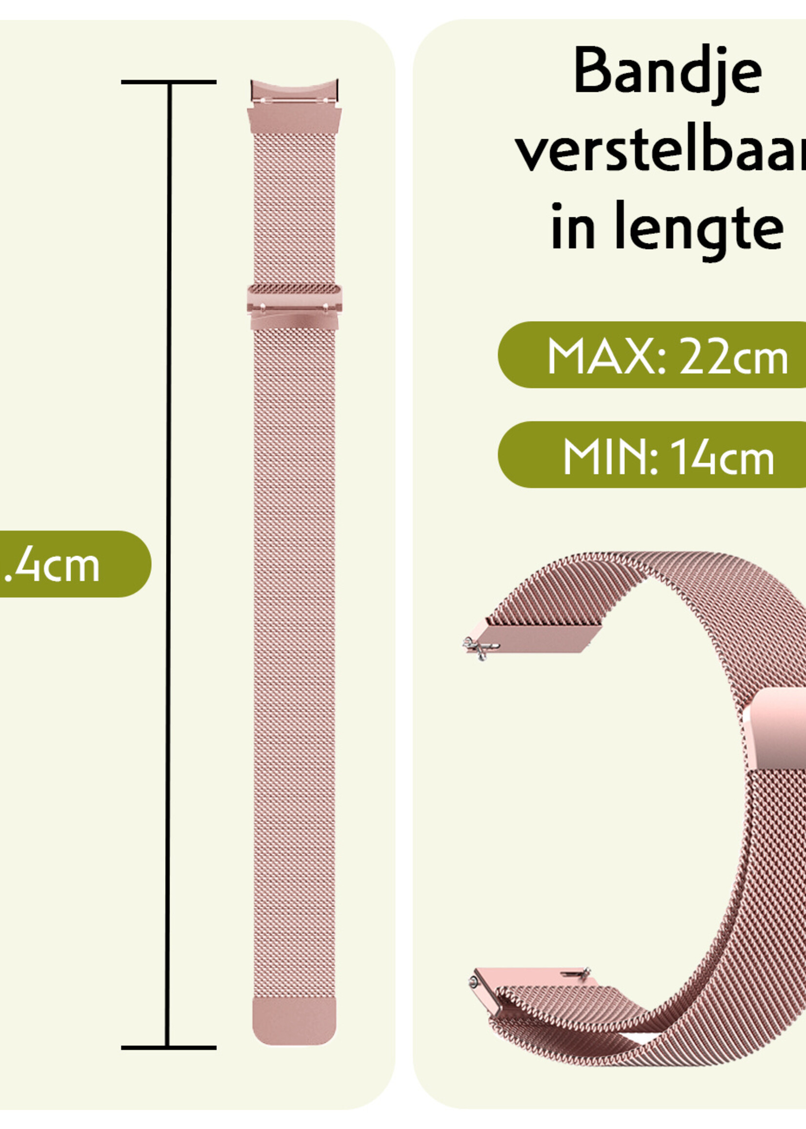 LUQ Bandje Geschikt voor Samsung Watch 6 Bandje Milanees - Horlogebandje Geschikt voor Samsung Galaxy Watch 6 Milanese Horlogeband Met Magneetsluiting - Rose Goud