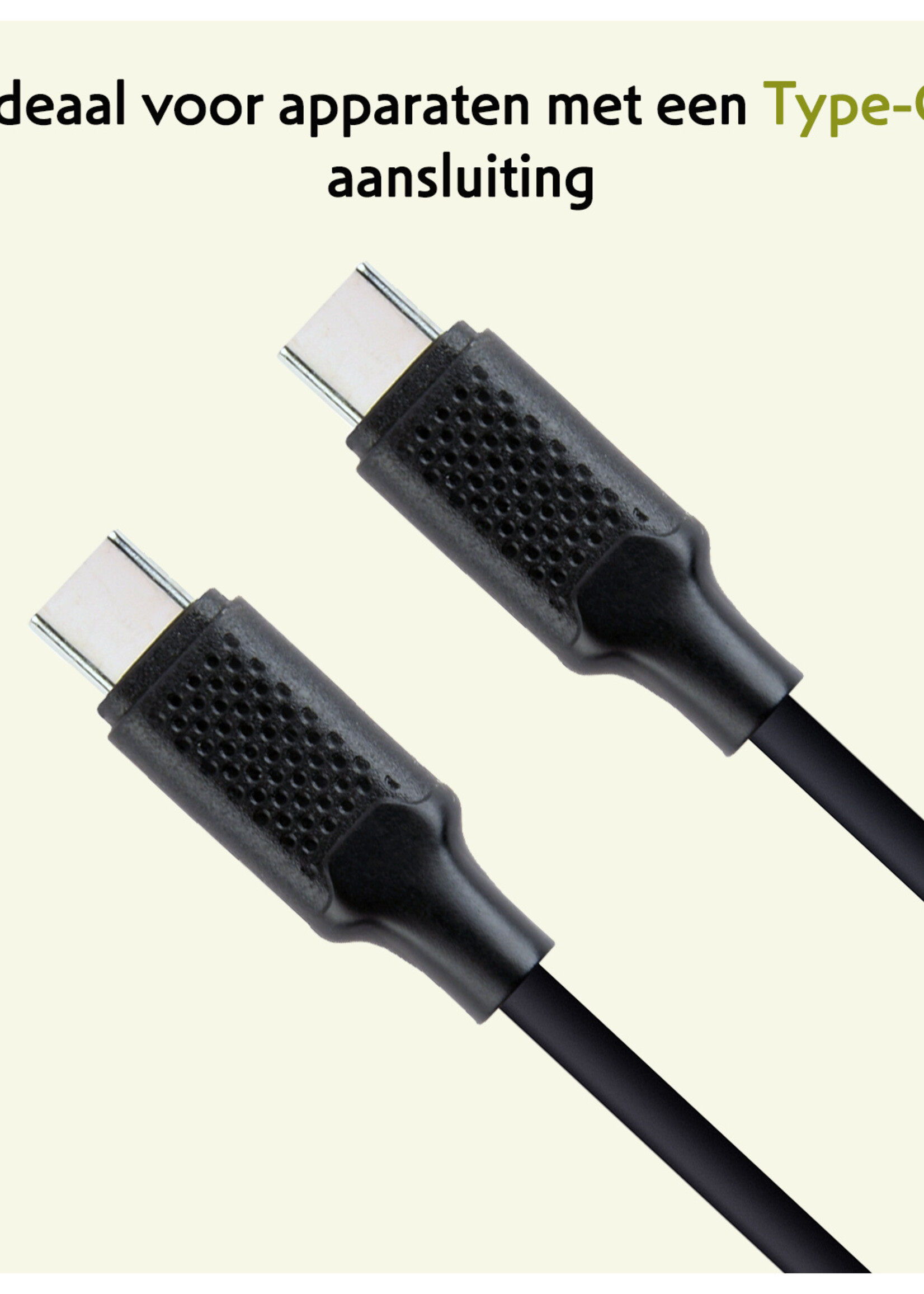 LUQ Oplaadkabel USB-C Kabels (100W) USB C naar USB C - USB C kabel Datakabel - Zwart - 1,5 meter