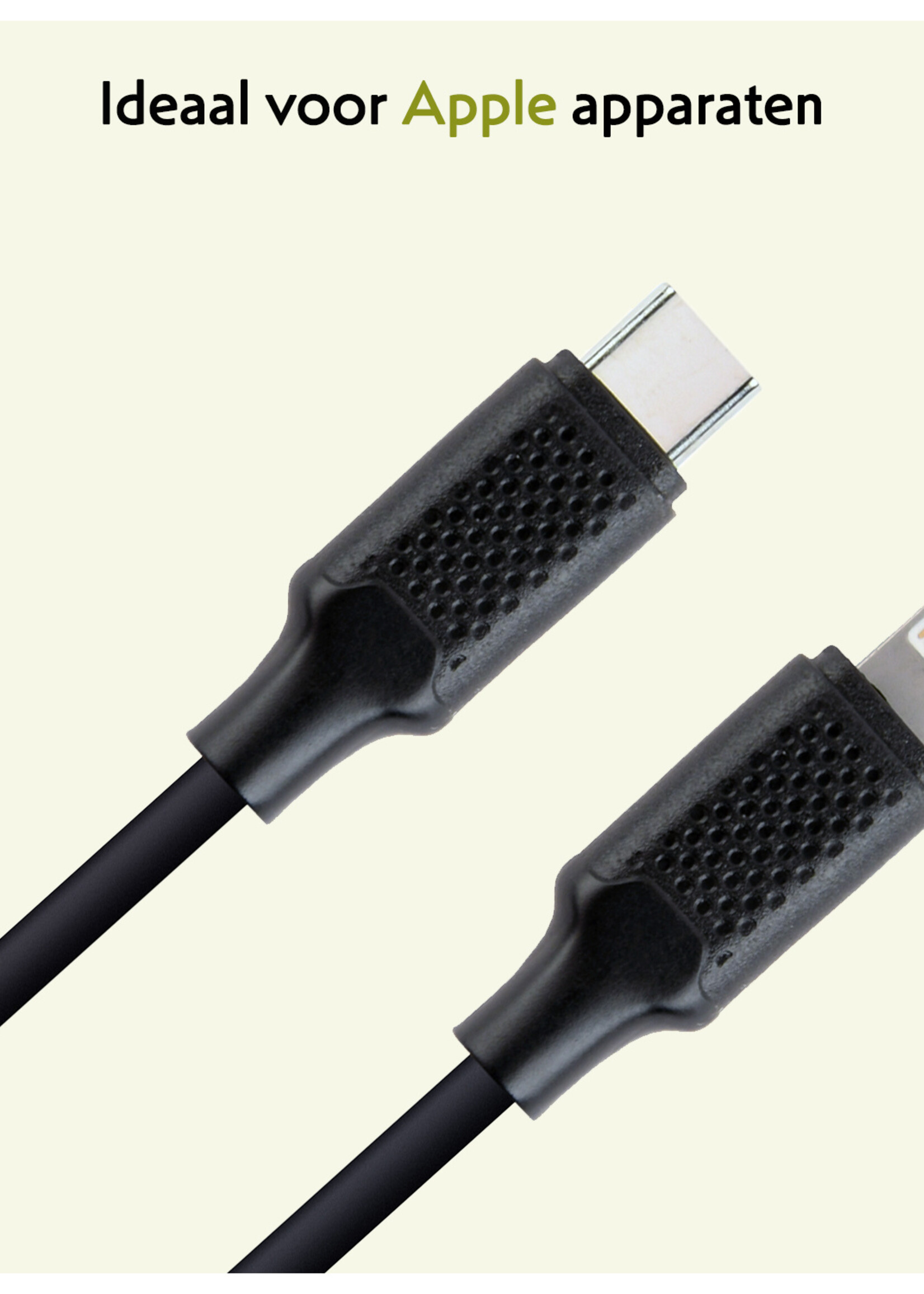 LUQ Oplaadkabel USB-C Kabels Geschikt voor Lightning iPhone - USB C kabel Geschikt voor iPhone - Zwart - 1,5 meter