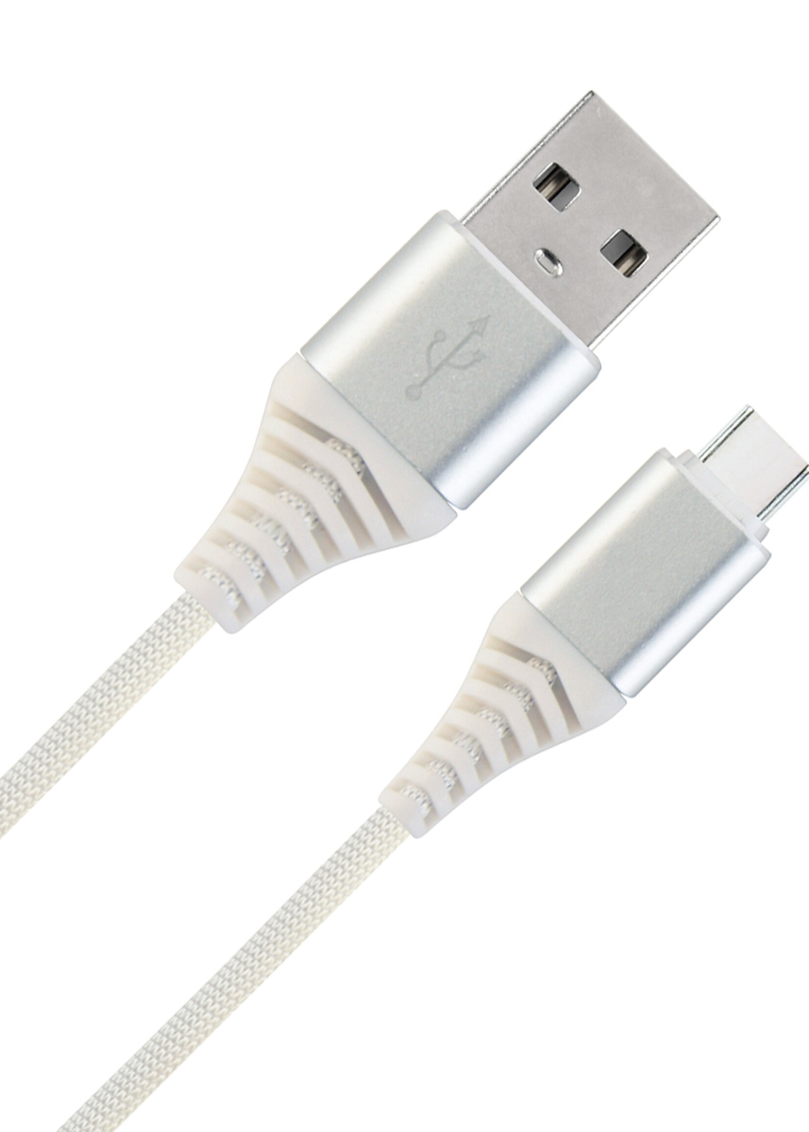 LUQ Oplaadkabel USB-C Kabels Gevlochten Nylon USB C naar USB A - USB C kabel Datakabel - Wit - 1 meter