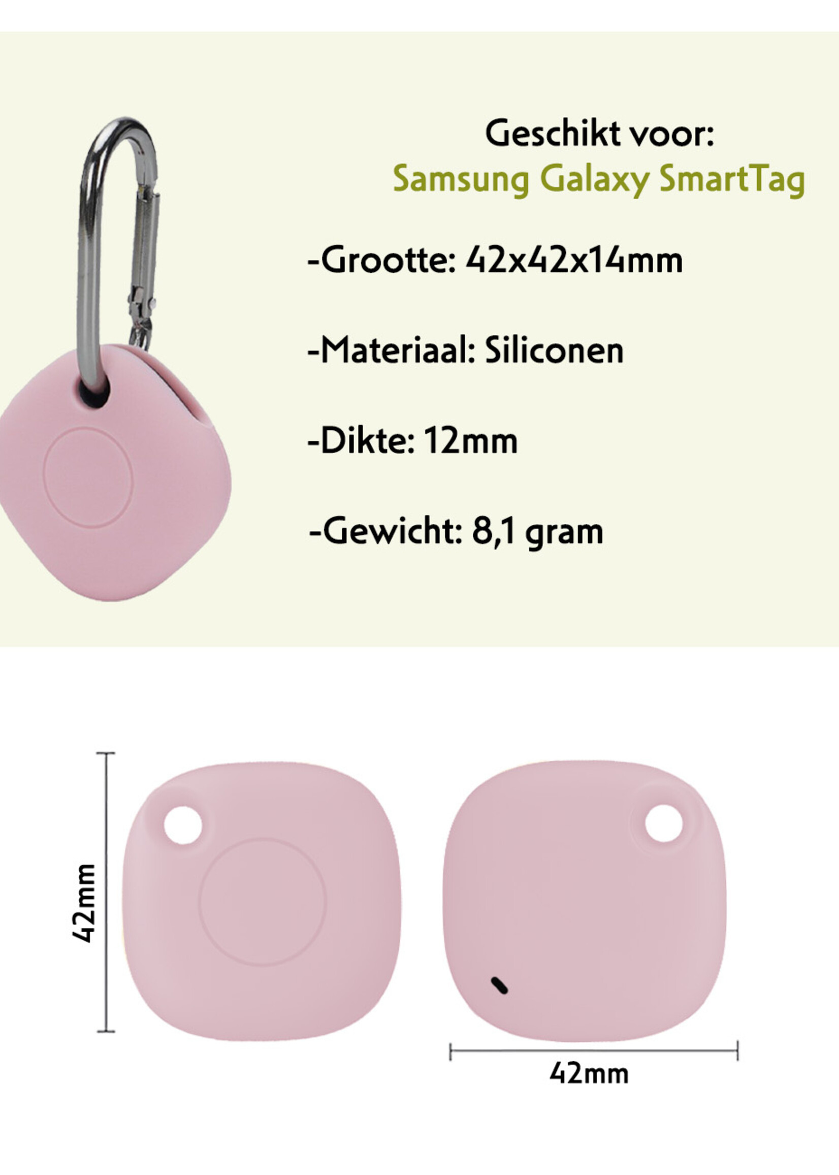 LUQ Hoesje Geschikt voor Samsung Galaxy SmartTag Hoesje Sleutelhanger Houder - Siliconen Hoesje Geschikt voor Samsung Galaxy SmartTag Hoesje - Roze