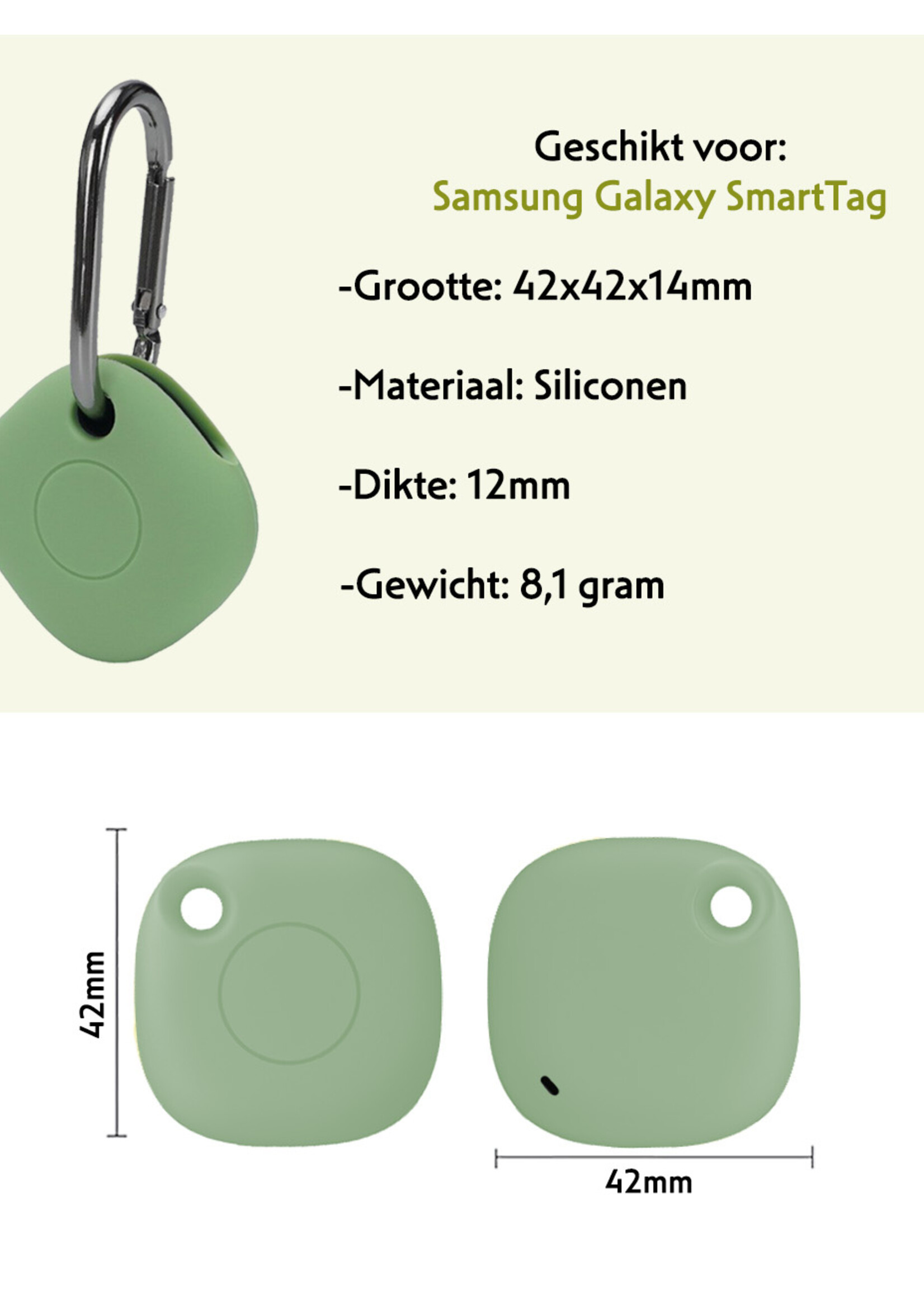 LUQ Hoesje Geschikt voor Samsung Galaxy SmartTag Hoesje Sleutelhanger Houder - Siliconen Hoesje Geschikt voor Samsung Galaxy SmartTag Hoesje - Groen