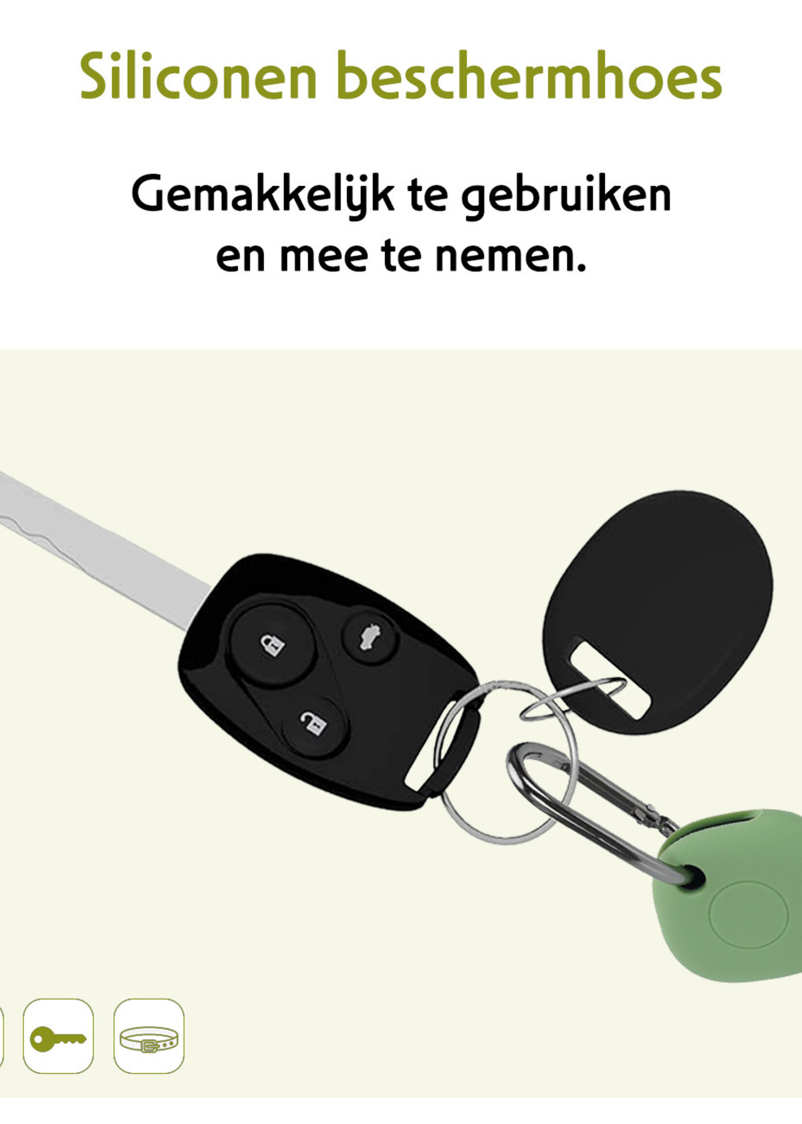 LUQ Hoesje Geschikt voor Samsung Galaxy SmartTag+ Hoesje Sleutelhanger Houder - Siliconen Hoesje Geschikt voor Samsung Galaxy SmartTag+ Hoesje - Groen