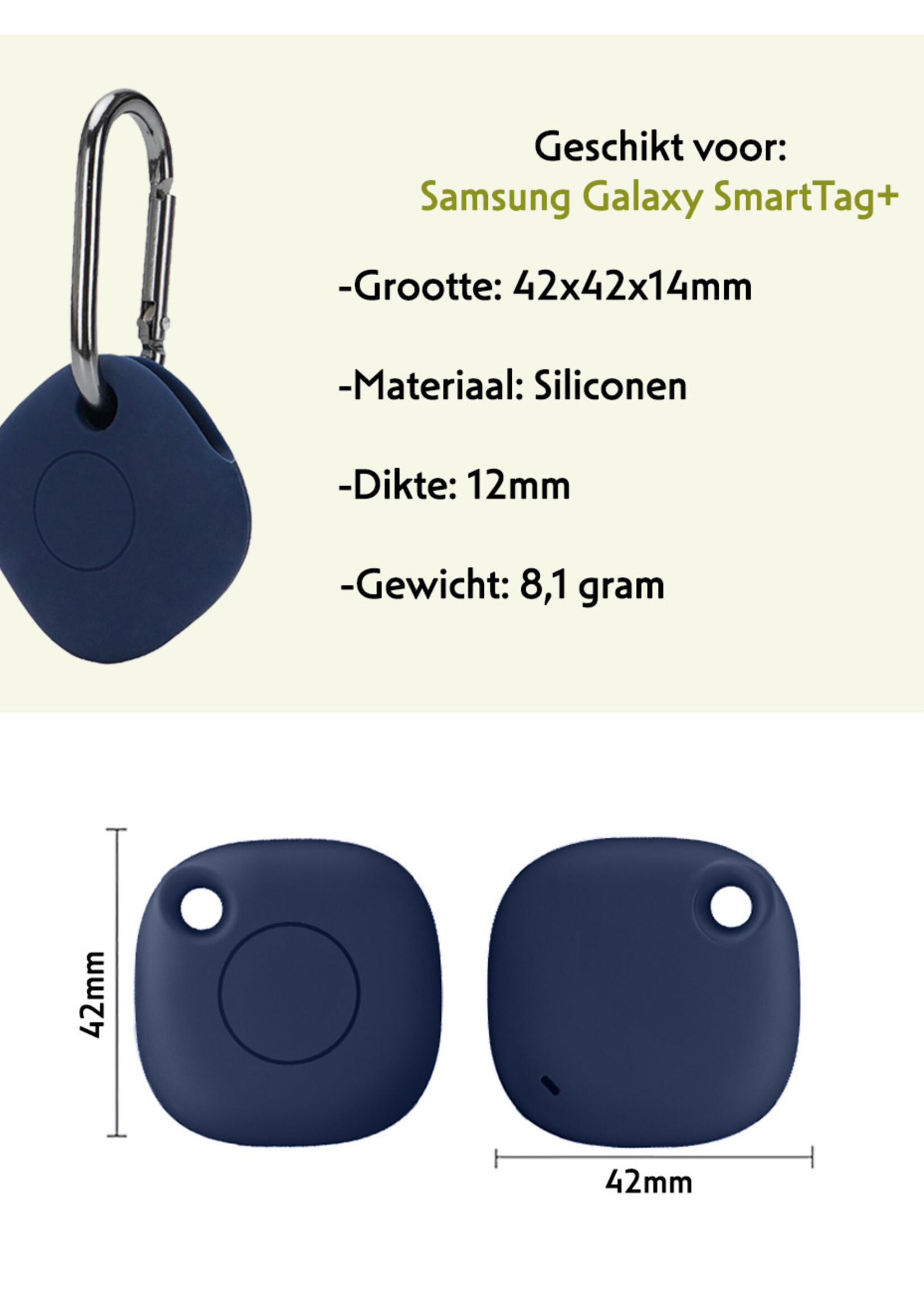 LUQ Hoesje Geschikt voor Samsung Galaxy SmartTag+ Hoesje Sleutelhanger Houder - Siliconen Hoesje Geschikt voor Samsung Galaxy SmartTag+ Hoesje - Donkerblauw