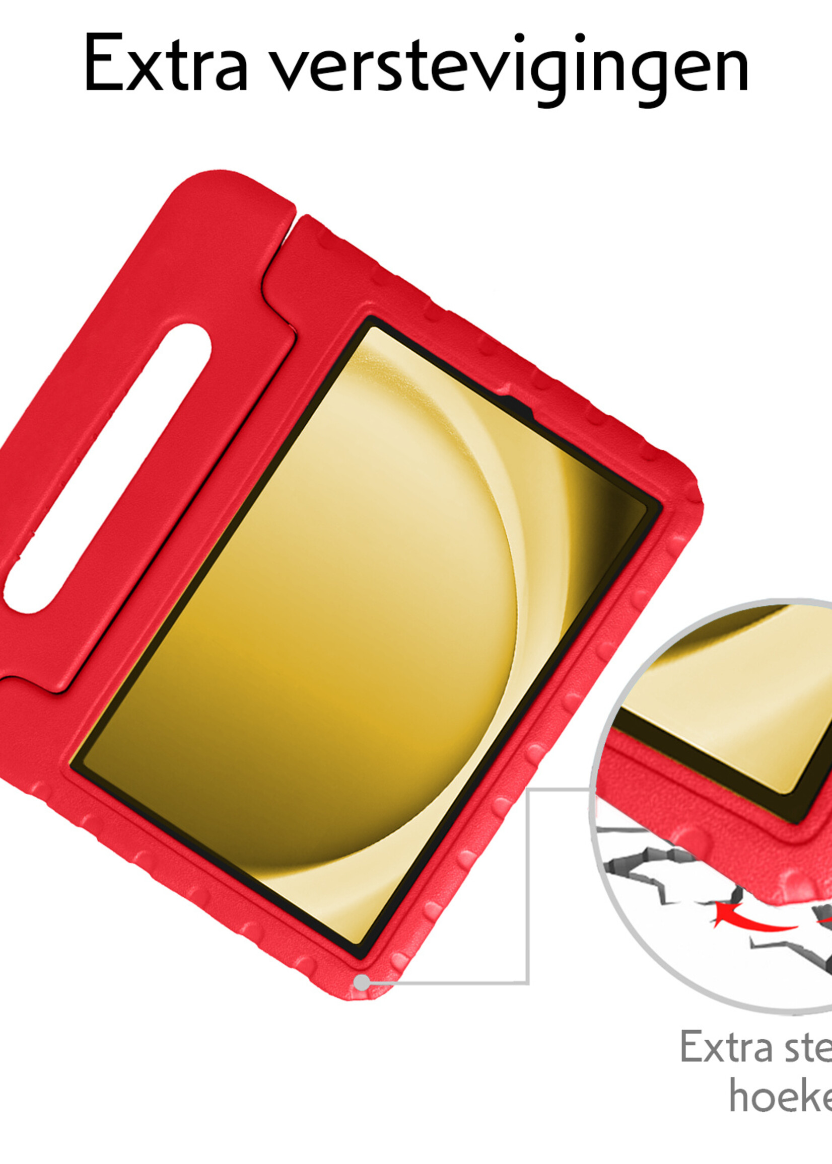 LUQ Hoes Geschikt voor Samsung Galaxy Tab A9 Hoes Kinder Hoesje Kids Case Kinderhoes Shockproof - Hoesje Geschikt voor Samsung Tab A9 Hoesje Kidscase - Rood