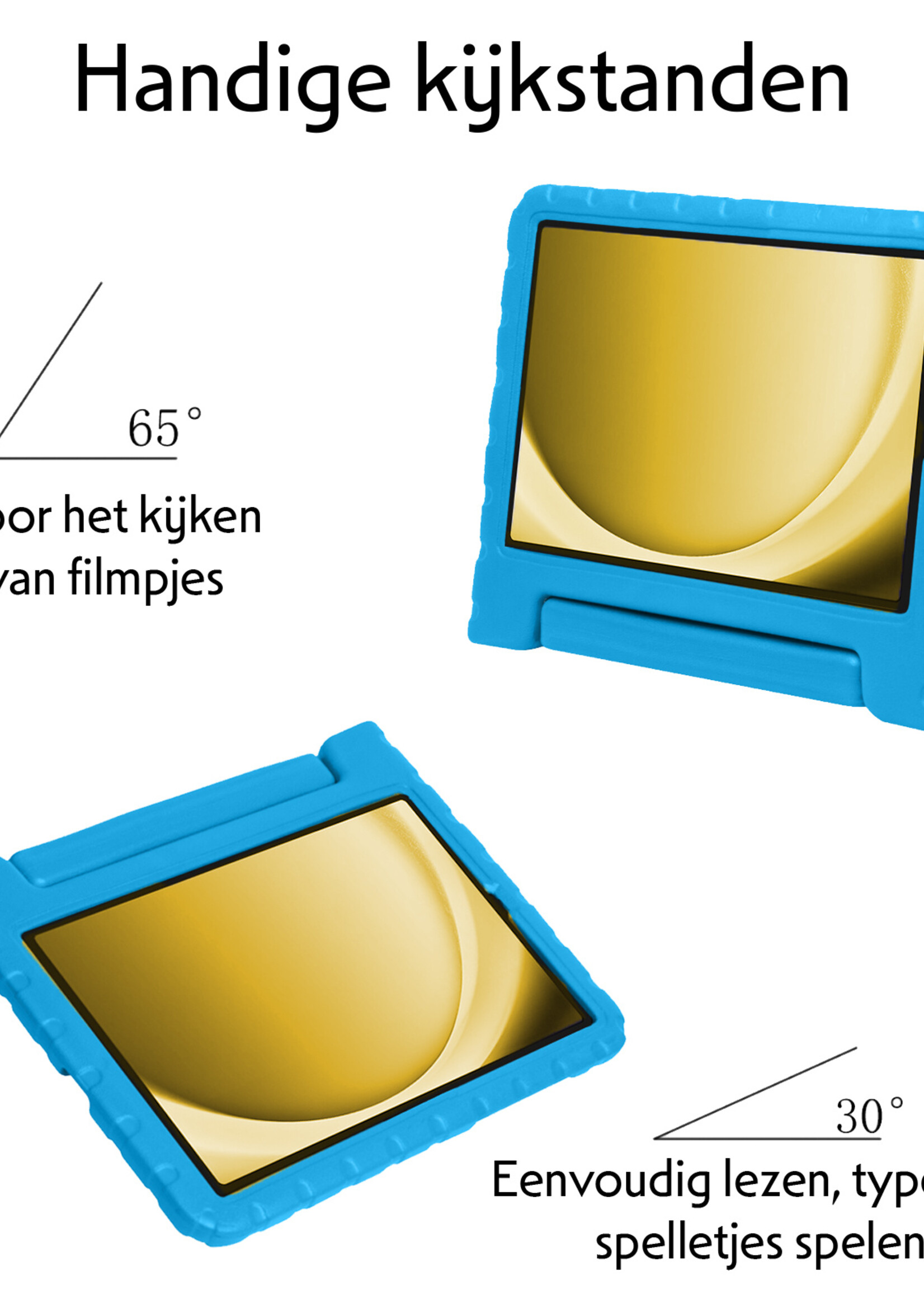 LUQ Hoes Geschikt voor Samsung Galaxy Tab A9 Plus Hoes Kinder Hoesje Kids Case Kinderhoes Shockproof - Hoesje Geschikt voor Samsung Tab A9 Plus Hoesje Kidscase - Blauw