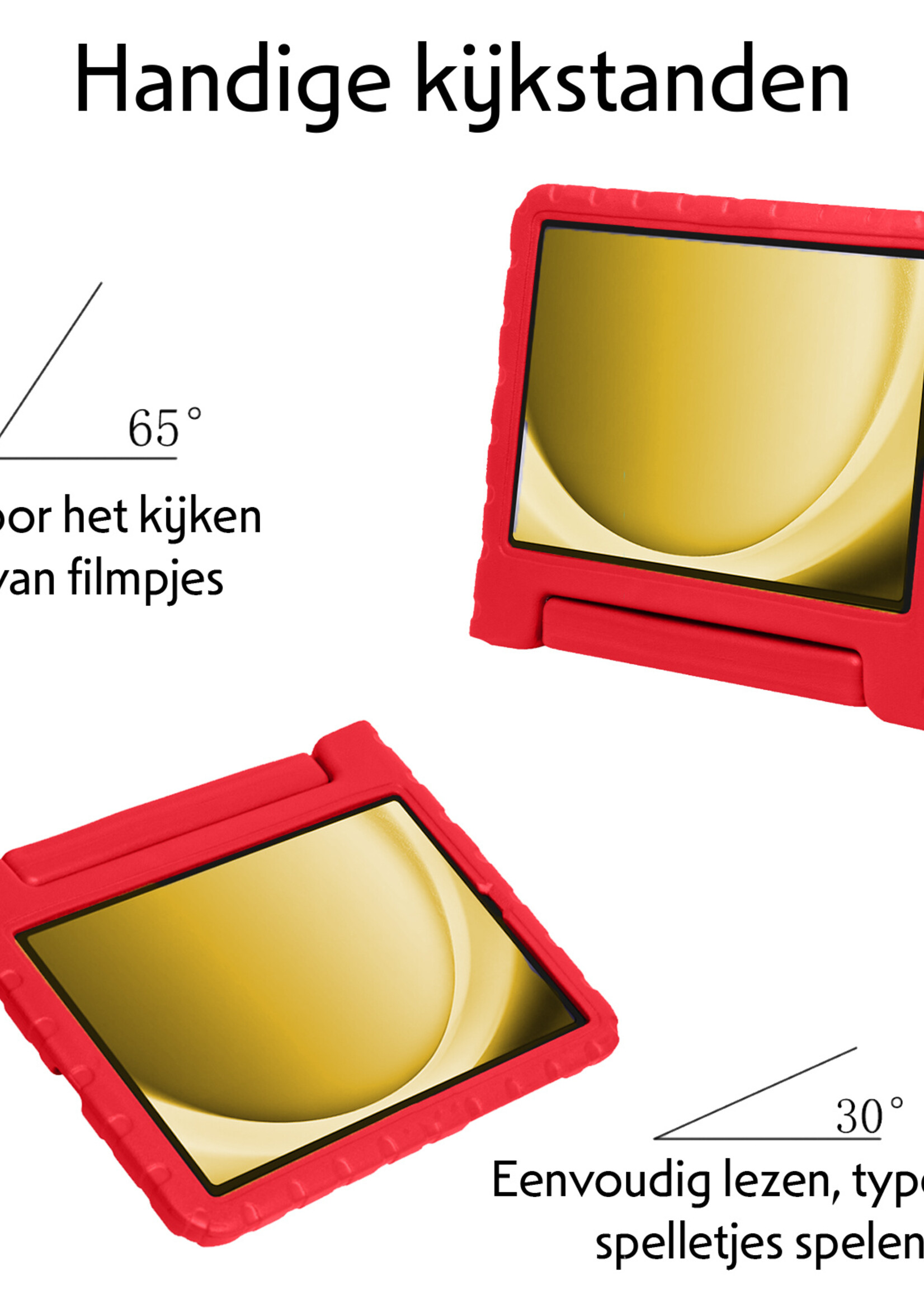 LUQ Hoes Geschikt voor Samsung Galaxy Tab A9 Plus Hoes Kinder Hoesje Kids Case Kinderhoes Shockproof - Hoesje Geschikt voor Samsung Tab A9 Plus Hoesje Kidscase - Rood