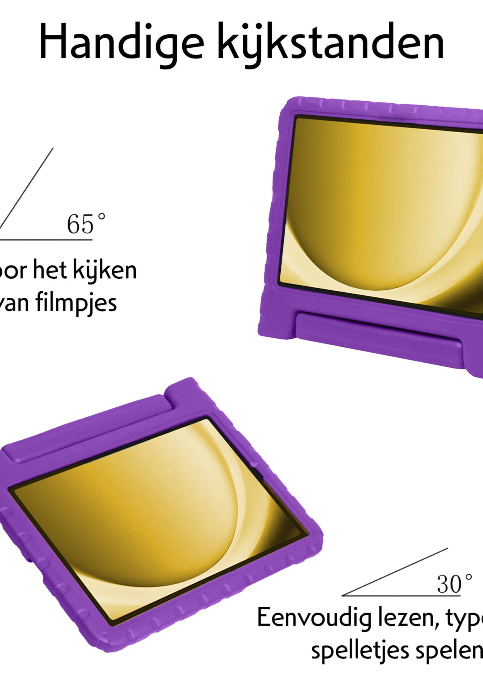 LUQ Hoes Geschikt voor Samsung Galaxy Tab A9 Hoes Kinder Hoesje Kids Case Kinderhoes Shockproof Met Screenprotector - Hoesje Geschikt voor Samsung Tab A9 Hoesje Kidscase - Paars