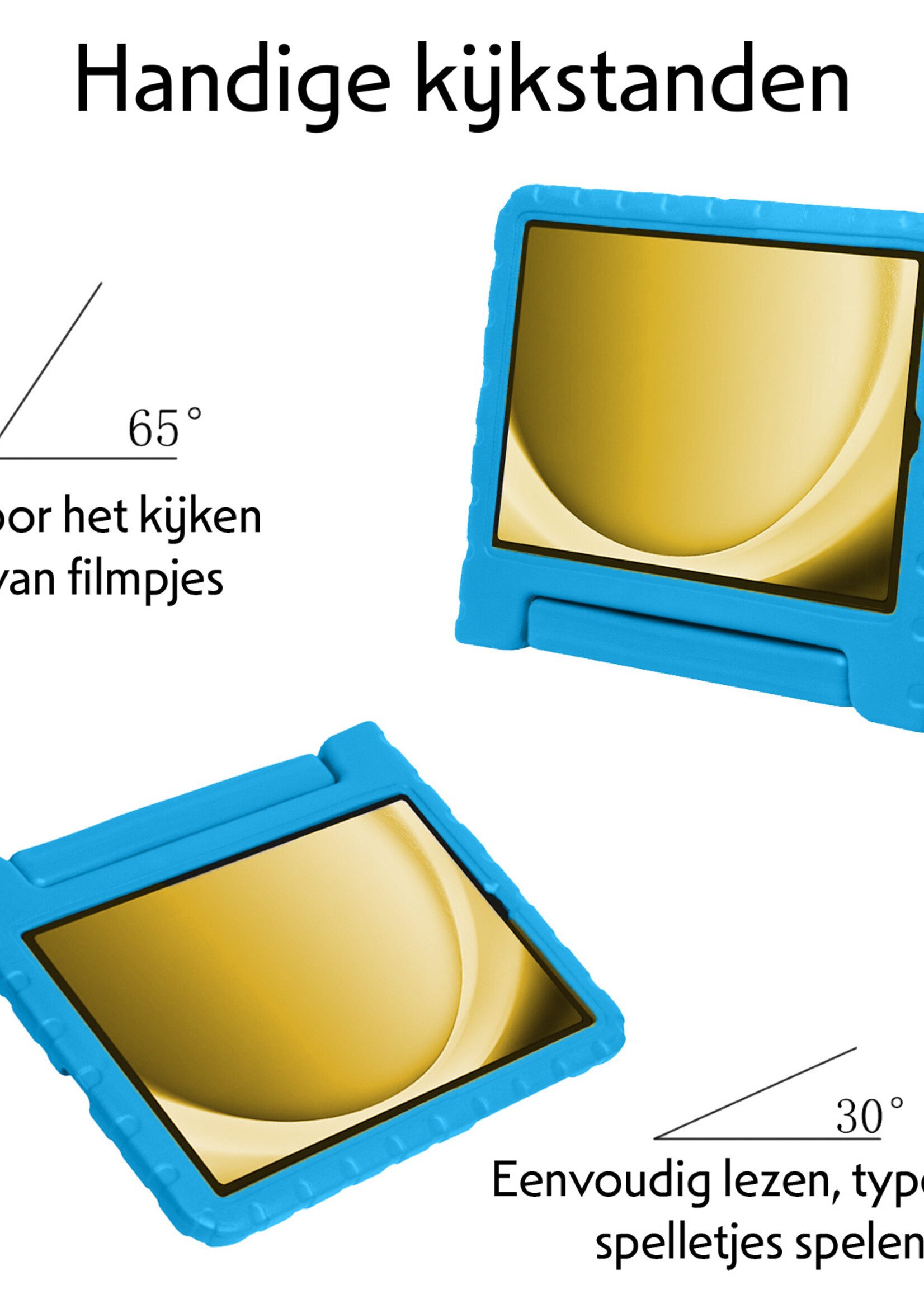 LUQ Hoes Geschikt voor Samsung Galaxy Tab A9 Hoes Kinder Hoesje Kids Case Kinderhoes Shockproof Met 2x Screenprotector - Hoesje Geschikt voor Samsung Tab A9 Hoesje Kidscase - Blauw