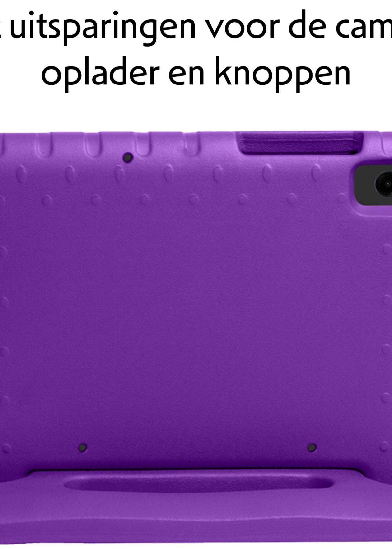 LUQ Hoes Geschikt voor Samsung Galaxy Tab A9 Hoes Kinder Hoesje Kids Case Kinderhoes Shockproof Met 2x Screenprotector - Hoesje Geschikt voor Samsung Tab A9 Hoesje Kidscase - Paars