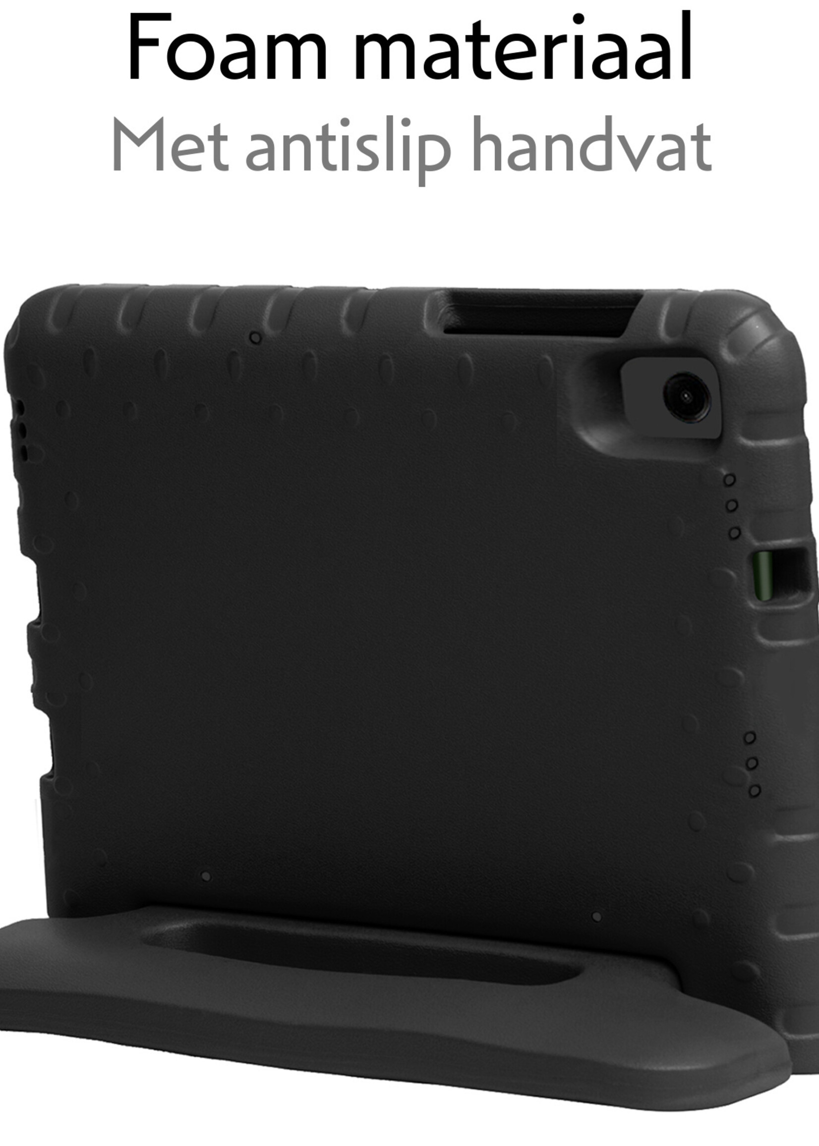 LUQ Hoes Geschikt voor Samsung Galaxy Tab A9 Hoes Kinder Hoesje Kids Case Kinderhoes Shockproof Met 2x Screenprotector - Hoesje Geschikt voor Samsung Tab A9 Hoesje Kidscase - Zwart