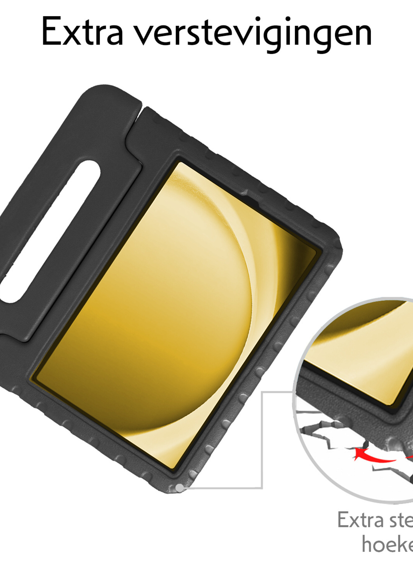 LUQ Hoes Geschikt voor Samsung Galaxy Tab A9 Hoes Kinder Hoesje Kids Case Kinderhoes Shockproof Met 2x Screenprotector - Hoesje Geschikt voor Samsung Tab A9 Hoesje Kidscase - Zwart