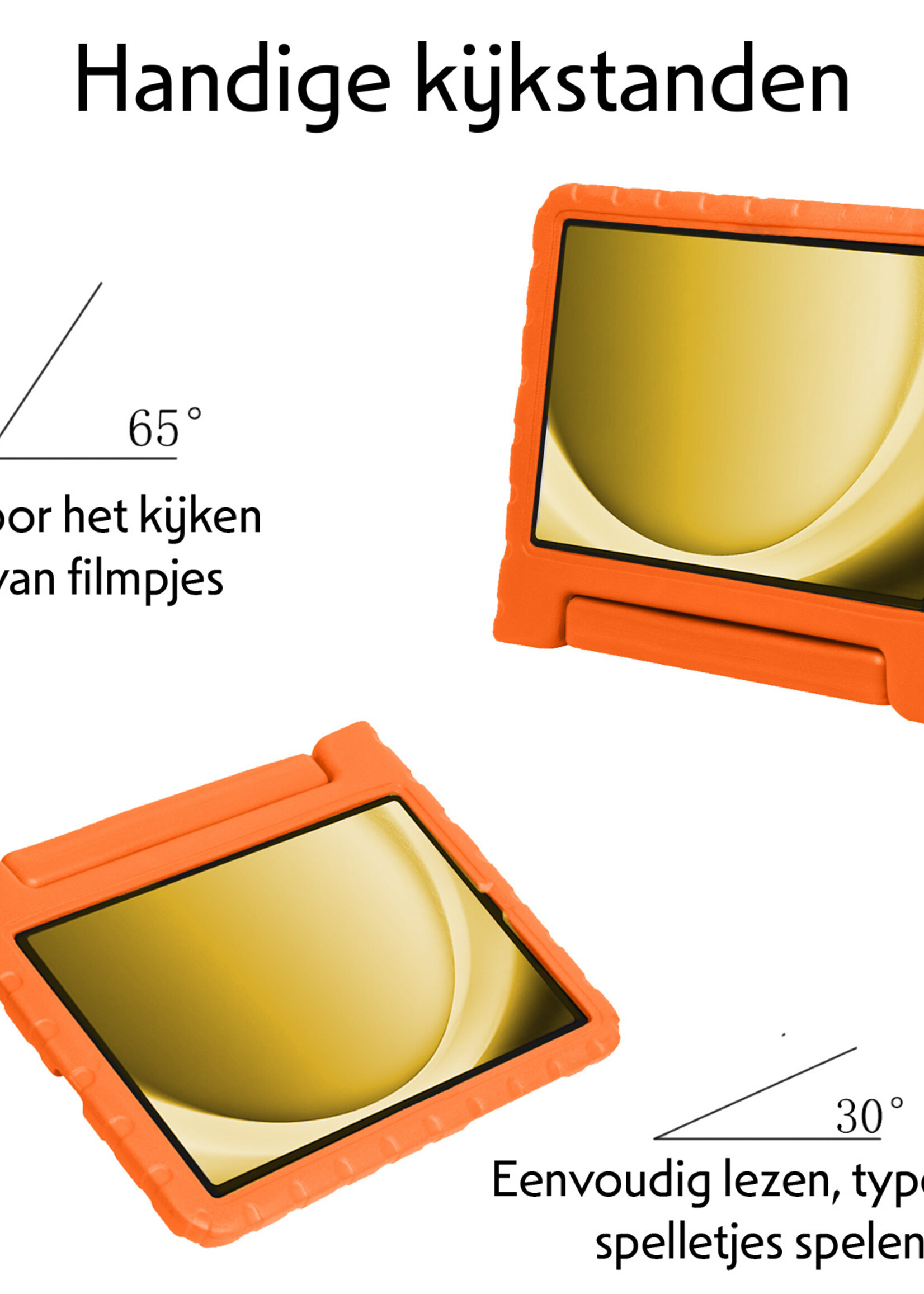LUQ Hoes Geschikt voor Samsung Galaxy Tab A9 Plus Hoes Kinder Hoesje Kids Case Kinderhoes Shockproof Met Screenprotector - Hoesje Geschikt voor Samsung Tab A9 Plus Hoesje Kidscase - Oranje