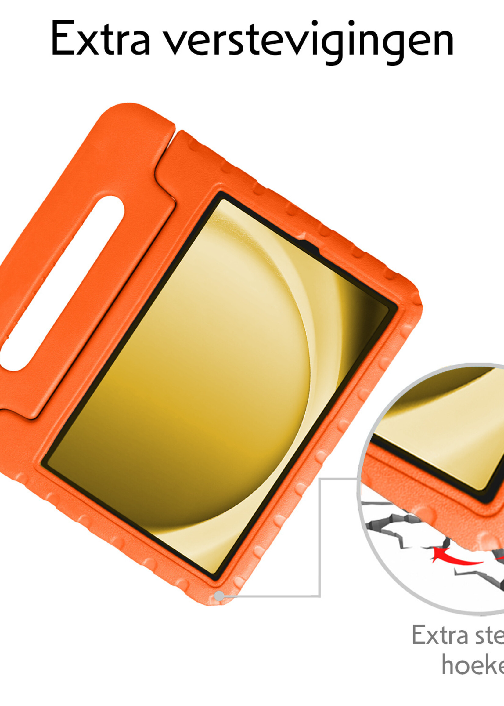 LUQ Hoes Geschikt voor Samsung Galaxy Tab A9 Plus Hoes Kinder Hoesje Kids Case Kinderhoes Shockproof Met Screenprotector - Hoesje Geschikt voor Samsung Tab A9 Plus Hoesje Kidscase - Oranje