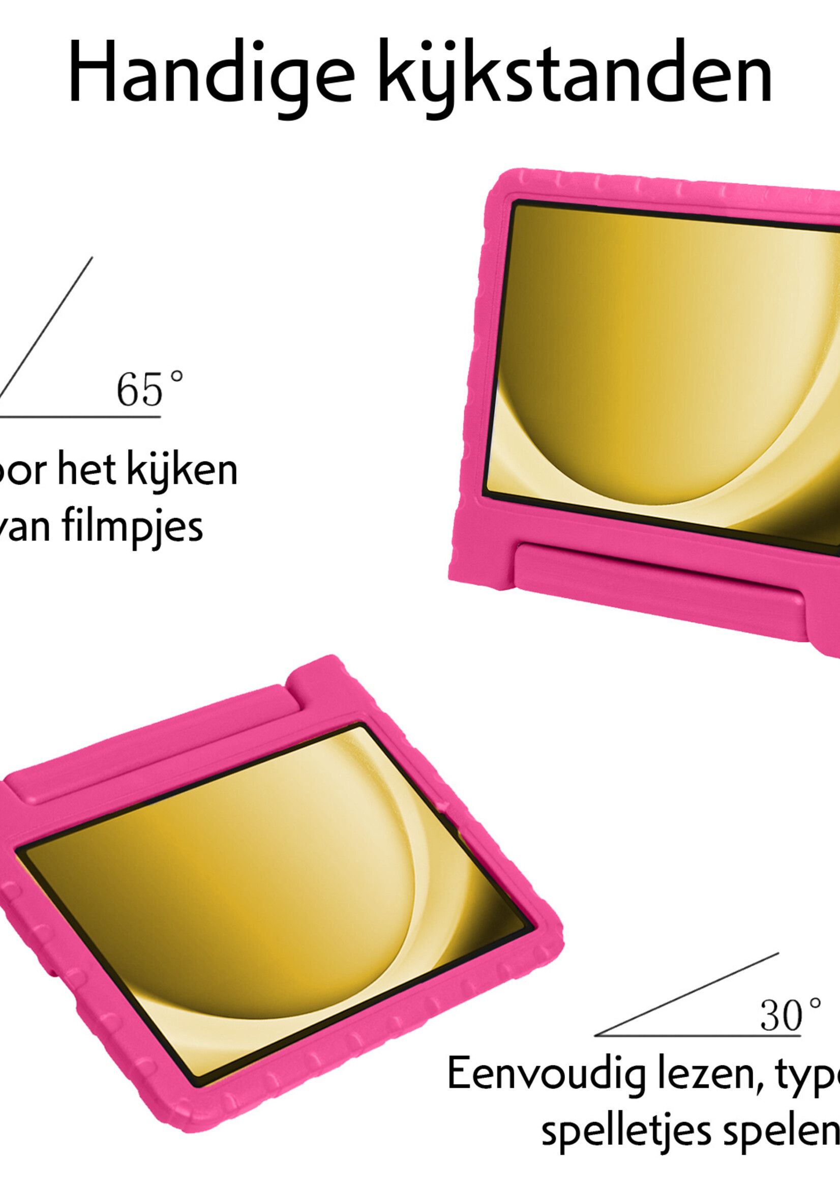 LUQ Hoes Geschikt voor Samsung Galaxy Tab A9 Plus Hoes Kinder Hoesje Kids Case Kinderhoes Shockproof Met Screenprotector - Hoesje Geschikt voor Samsung Tab A9 Plus Hoesje Kidscase - Roze
