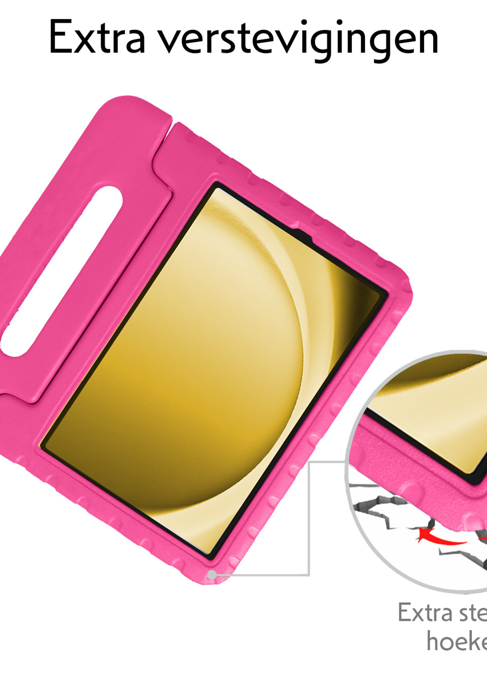 LUQ Hoes Geschikt voor Samsung Galaxy Tab A9 Plus Hoes Kinder Hoesje Kids Case Kinderhoes Shockproof Met Screenprotector - Hoesje Geschikt voor Samsung Tab A9 Plus Hoesje Kidscase - Roze