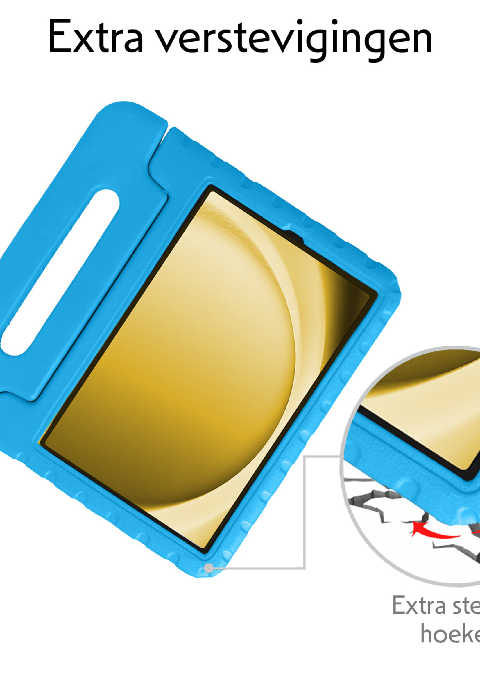 LUQ Hoes Geschikt voor Samsung Galaxy Tab A9 Plus Hoes Kinder Hoesje Kids Case Kinderhoes Shockproof Met 2x Screenprotector - Hoesje Geschikt voor Samsung Tab A9 Plus Hoesje Kidscase - Blauw