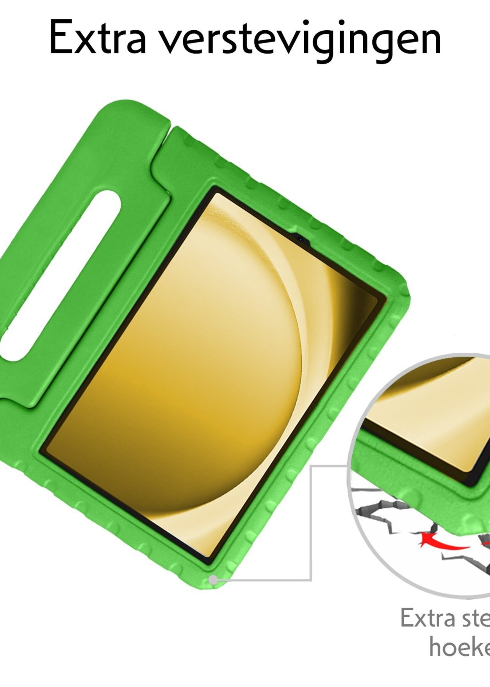 LUQ Hoes Geschikt voor Samsung Galaxy Tab A9 Plus Hoes Kinder Hoesje Kids Case Kinderhoes Shockproof Met 2x Screenprotector - Hoesje Geschikt voor Samsung Tab A9 Plus Hoesje Kidscase - Groen
