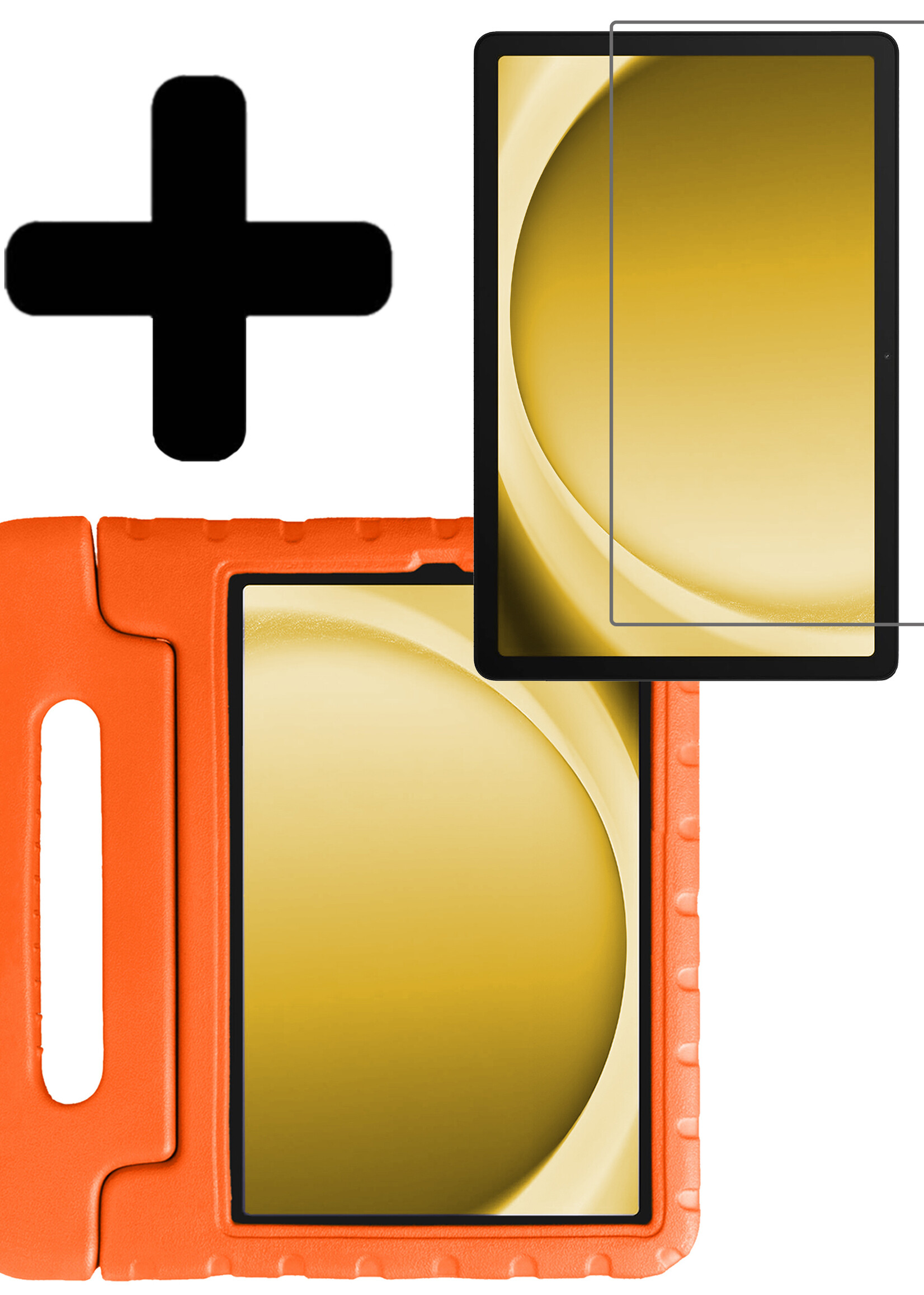 LUQ Hoes Geschikt voor Samsung Galaxy Tab A9 Hoes Kinder Hoesje Kids Case Kinderhoes Shockproof Met Screenprotector - Hoesje Geschikt voor Samsung Tab A9 Hoesje Kidscase - Oranje