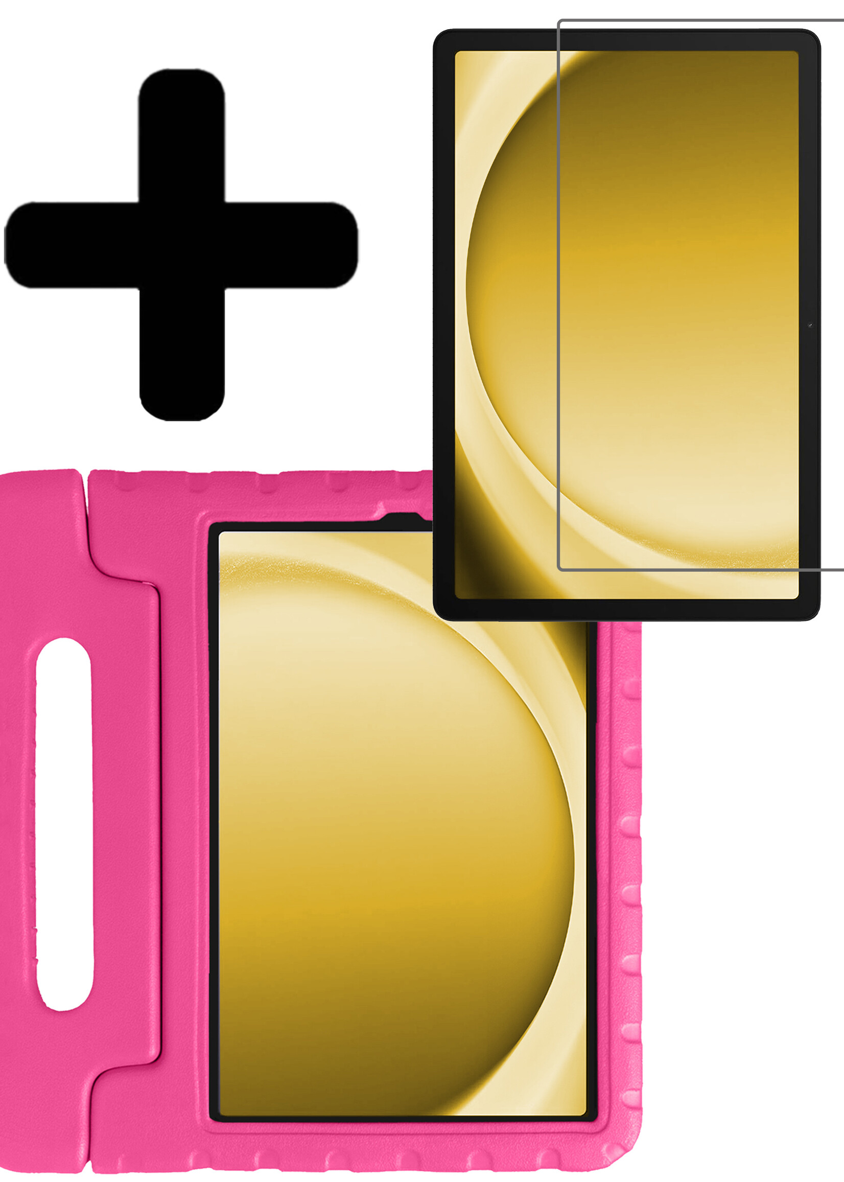 LUQ Hoes Geschikt voor Samsung Galaxy Tab A9 Hoes Kinder Hoesje Kids Case Kinderhoes Shockproof Met Screenprotector - Hoesje Geschikt voor Samsung Tab A9 Hoesje Kidscase - Roze