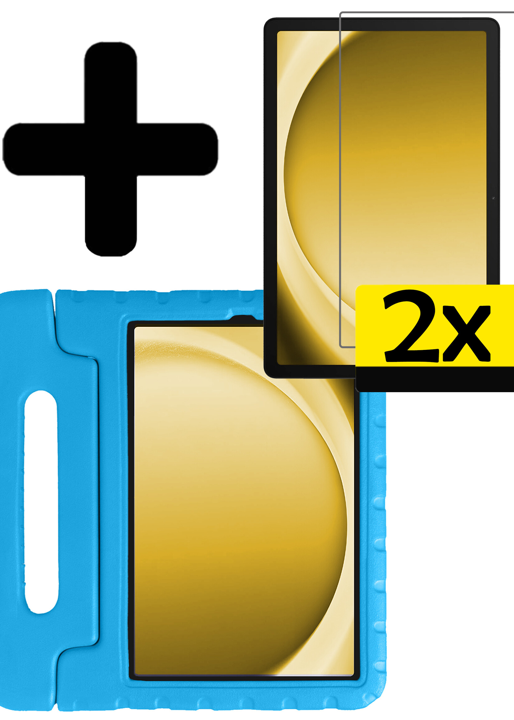 LUQ Hoes Geschikt voor Samsung Galaxy Tab A9 Hoes Kinder Hoesje Kids Case Kinderhoes Shockproof Met 2x Screenprotector - Hoesje Geschikt voor Samsung Tab A9 Hoesje Kidscase - Blauw