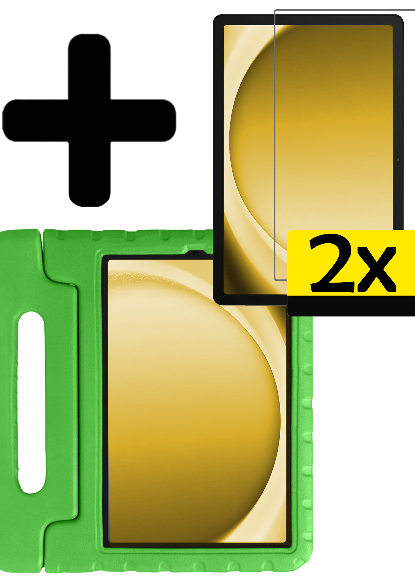 LUQ Hoes Geschikt voor Samsung Galaxy Tab A9 Hoes Kinder Hoesje Kids Case Kinderhoes Shockproof Met 2x Screenprotector - Hoesje Geschikt voor Samsung Tab A9 Hoesje Kidscase - Groen