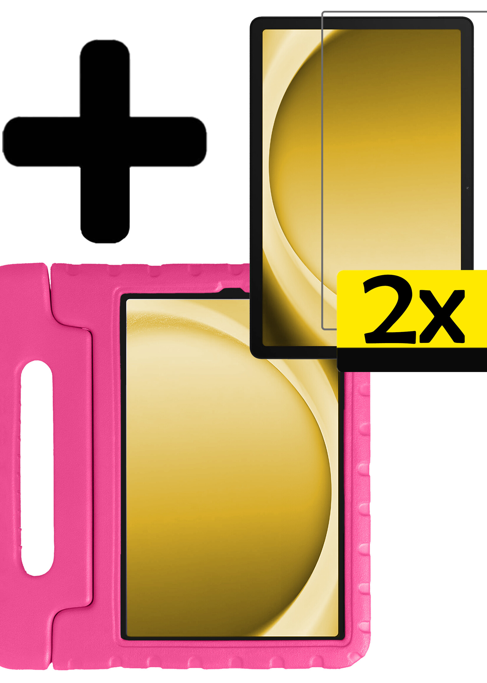 LUQ Hoes Geschikt voor Samsung Galaxy Tab A9 Hoes Kinder Hoesje Kids Case Kinderhoes Shockproof Met 2x Screenprotector - Hoesje Geschikt voor Samsung Tab A9 Hoesje Kidscase - Roze