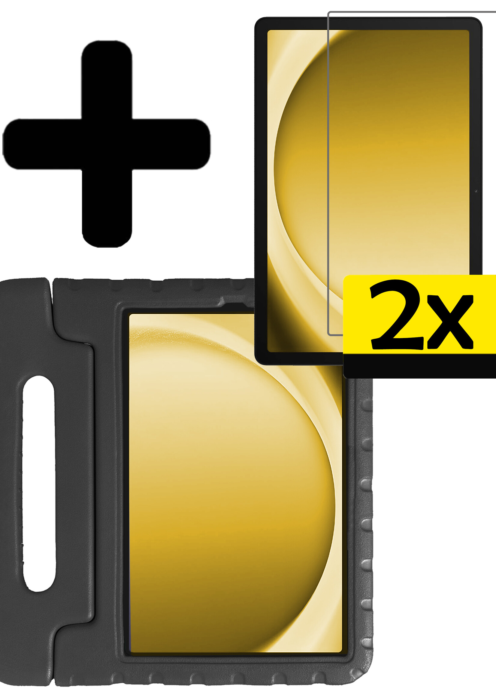 LUQ Hoes Geschikt voor Samsung Galaxy Tab A9 Hoes Kinder Hoesje Kids Case Kinderhoes Shockproof Met 2x Screenprotector - Hoesje Geschikt voor Samsung Tab A9 Hoesje Kidscase - Zwart