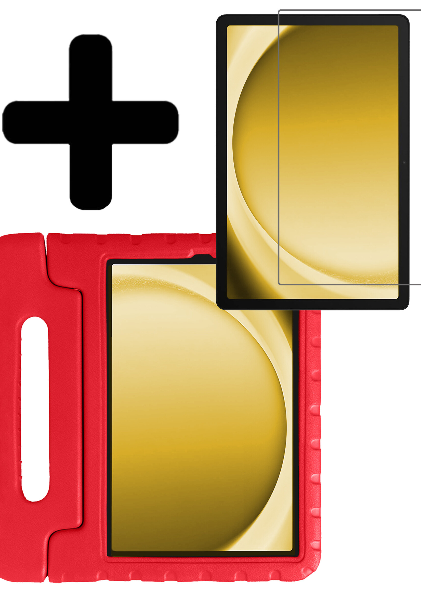 LUQ Hoes Geschikt voor Samsung Galaxy Tab A9 Plus Hoes Kinder Hoesje Kids Case Kinderhoes Shockproof Met Screenprotector - Hoesje Geschikt voor Samsung Tab A9 Plus Hoesje Kidscase - Rood