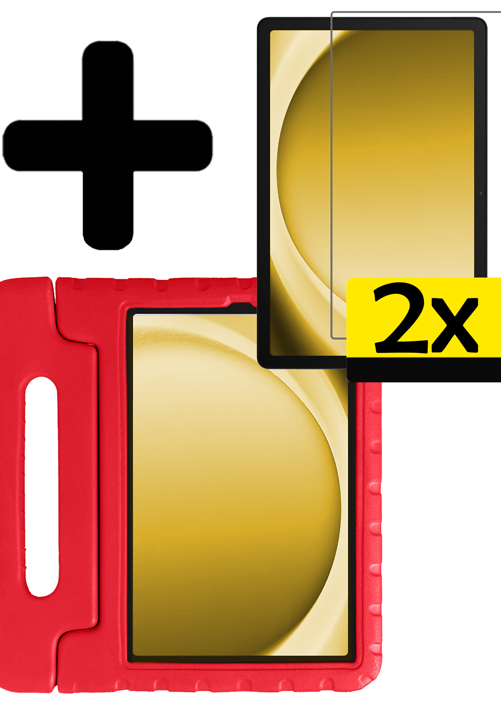 LUQ Hoes Geschikt voor Samsung Galaxy Tab A9 Plus Hoes Kinder Hoesje Kids Case Kinderhoes Shockproof Met 2x Screenprotector - Hoesje Geschikt voor Samsung Tab A9 Plus Hoesje Kidscase - Rood