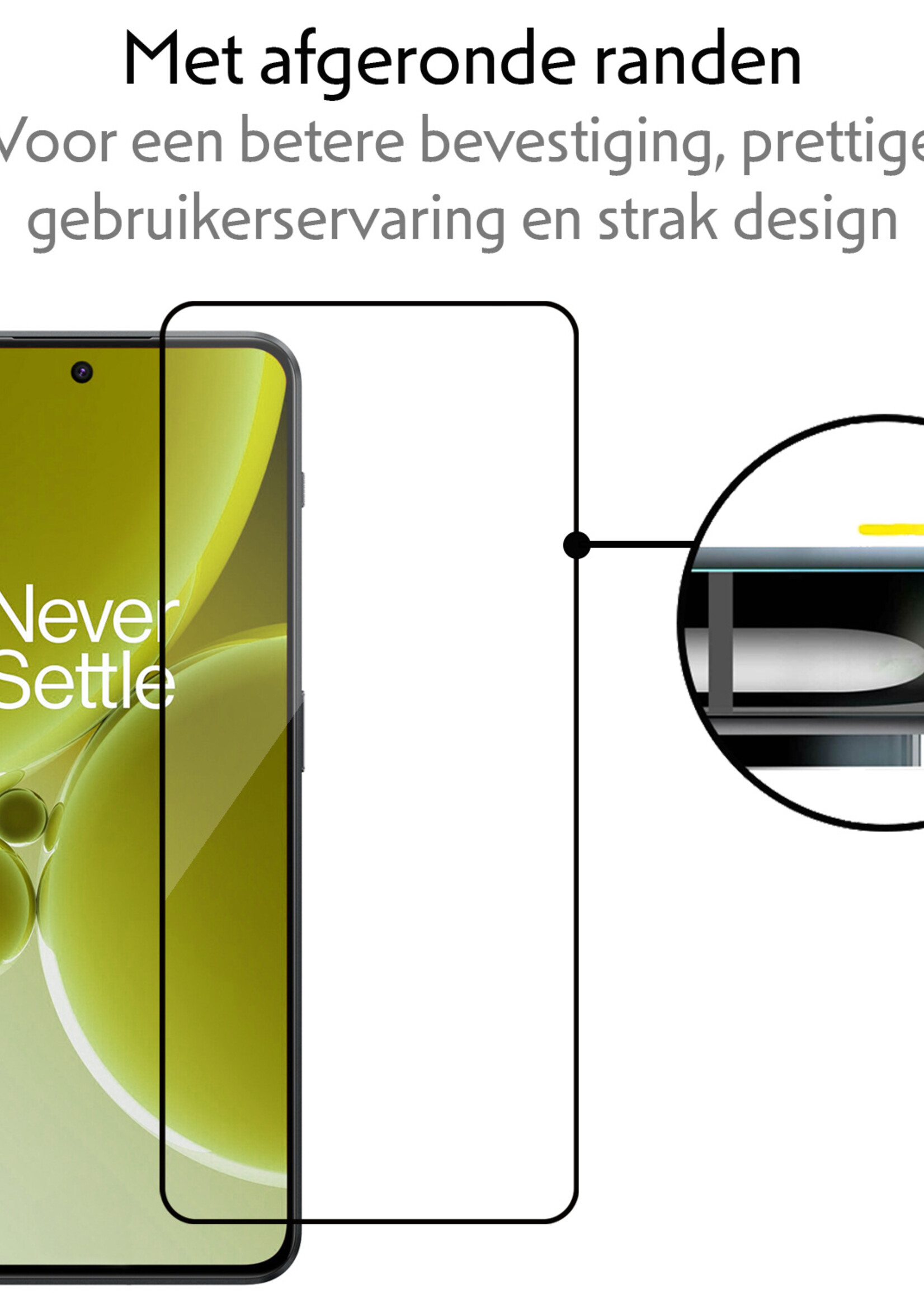 LUQ Screenprotector Geschikt voor OnePlus Nord 3 Screenprotector Glas Full Cover - Screenprotector Geschikt voor OnePlus Nord 3 Screenprotector Full Cover - 2 Stuks