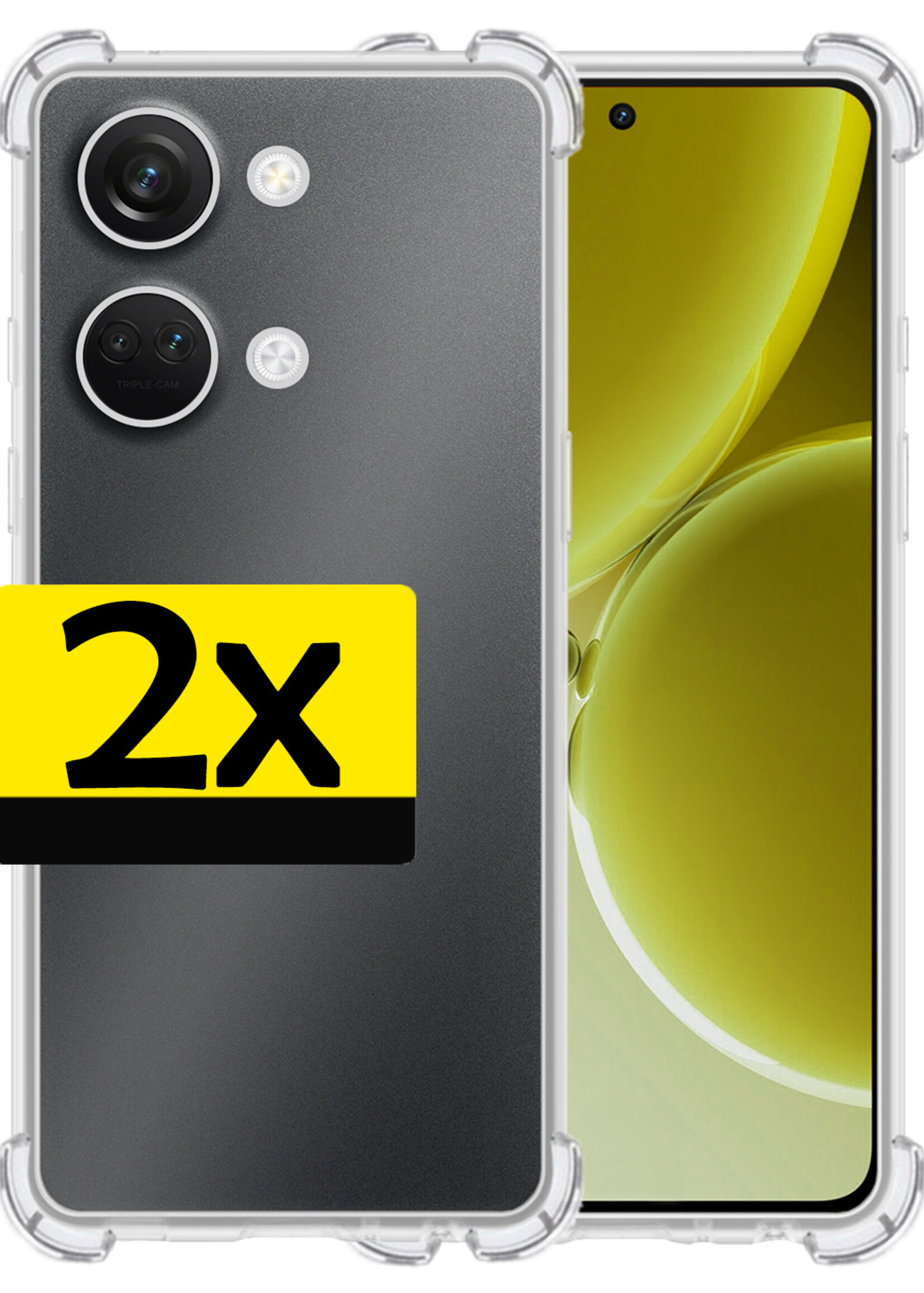 LUQ Hoesje Geschikt voor OnePlus Nord 3 Hoesje Shockproof Case Siliconen - Hoes Geschikt voor OnePlus Nord 3 Hoes Cover Siliconen - Transparant - 2 Stuks