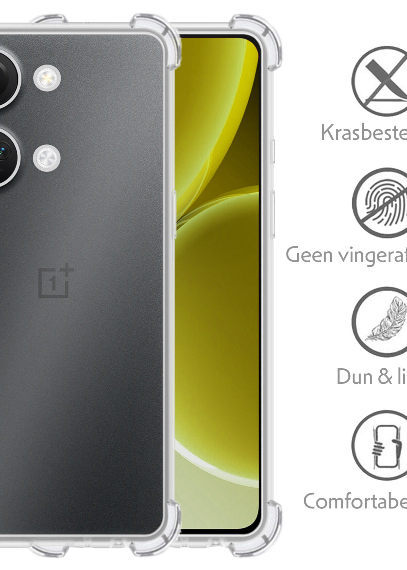 LUQ Hoesje Geschikt voor OnePlus Nord 3 Hoesje Shockproof Case Siliconen - Hoes Geschikt voor OnePlus Nord 3 Hoes Cover Siliconen - Transparant - 2 Stuks