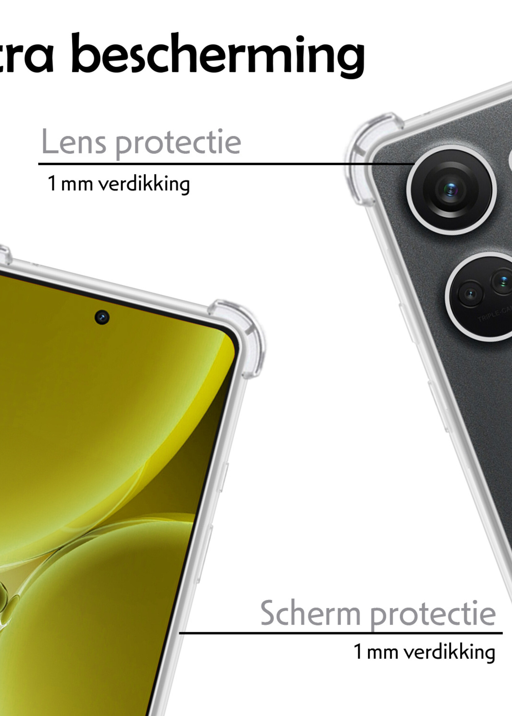 LUQ Hoesje Geschikt voor OnePlus Nord 3 Hoesje Shockproof Case Siliconen - Hoes Geschikt voor OnePlus Nord 3 Hoes Cover Siliconen - Transparant - 2 Stuks