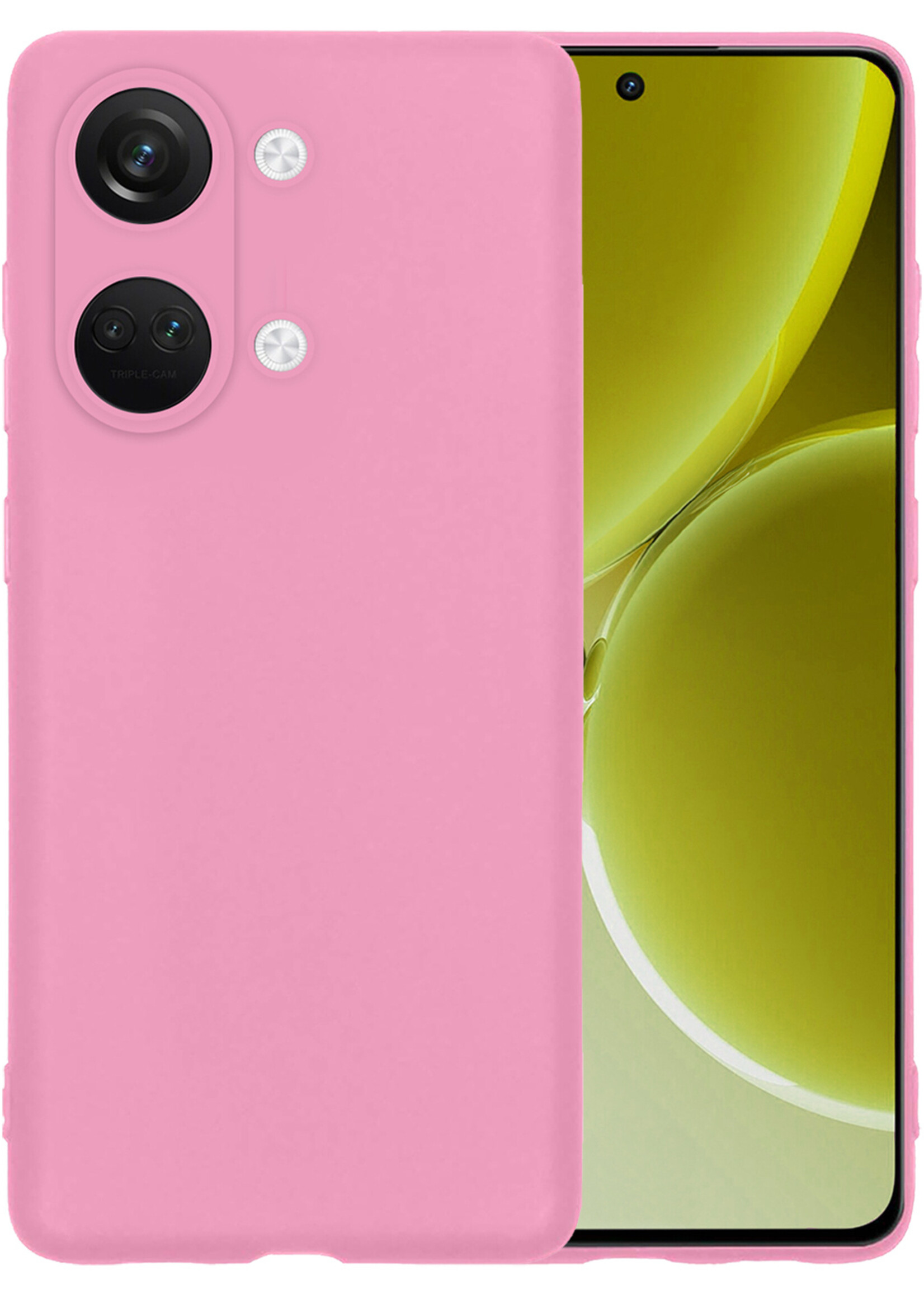 LUQ Hoesje Geschikt voor OnePlus Nord 3 Hoesje Siliconen Case - Hoes Geschikt voor OnePlus Nord 3 Hoes Siliconen - Lichtroze