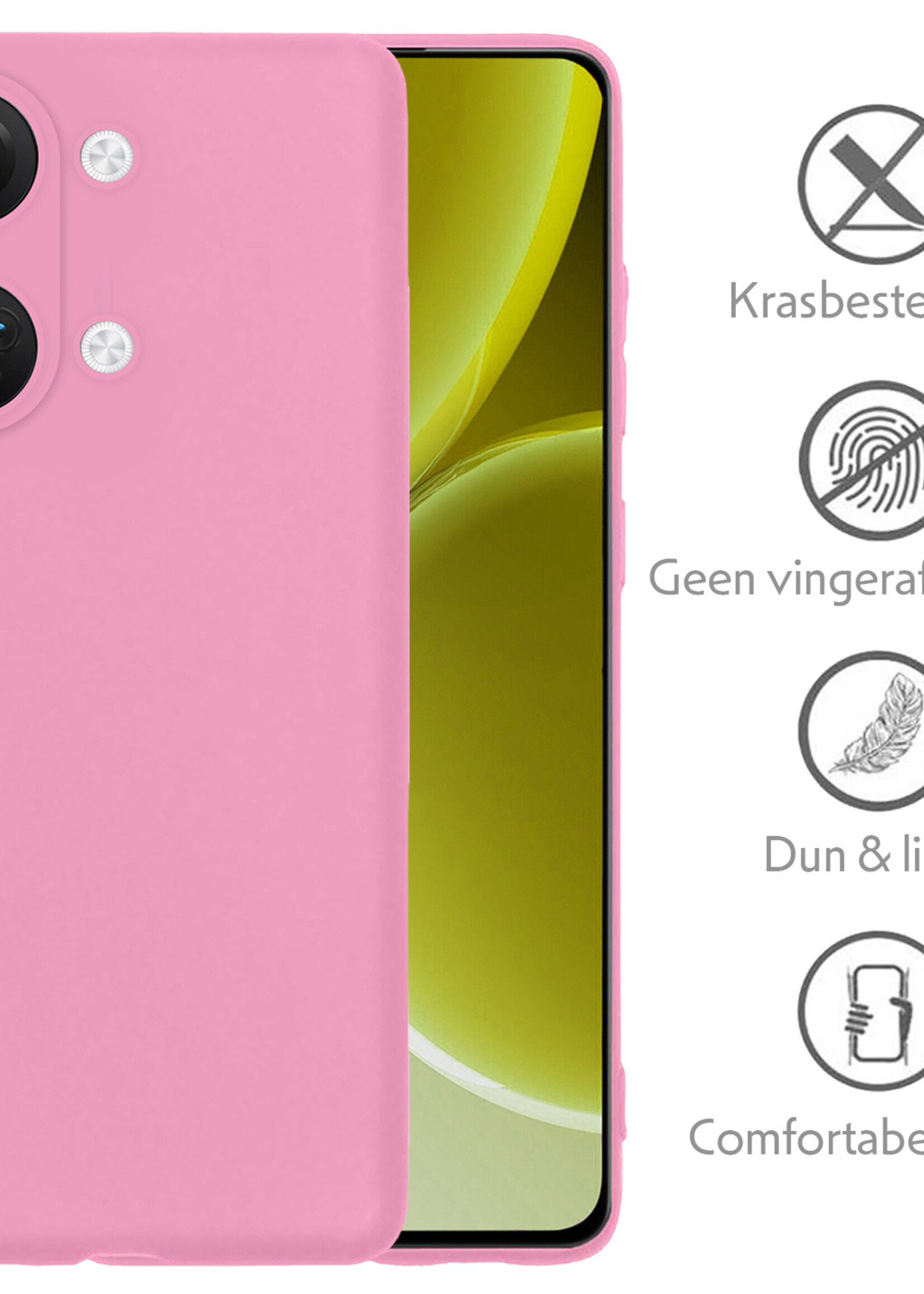 LUQ Hoesje Geschikt voor OnePlus Nord 3 Hoesje Siliconen Case - Hoes Geschikt voor OnePlus Nord 3 Hoes Siliconen - Lichtroze