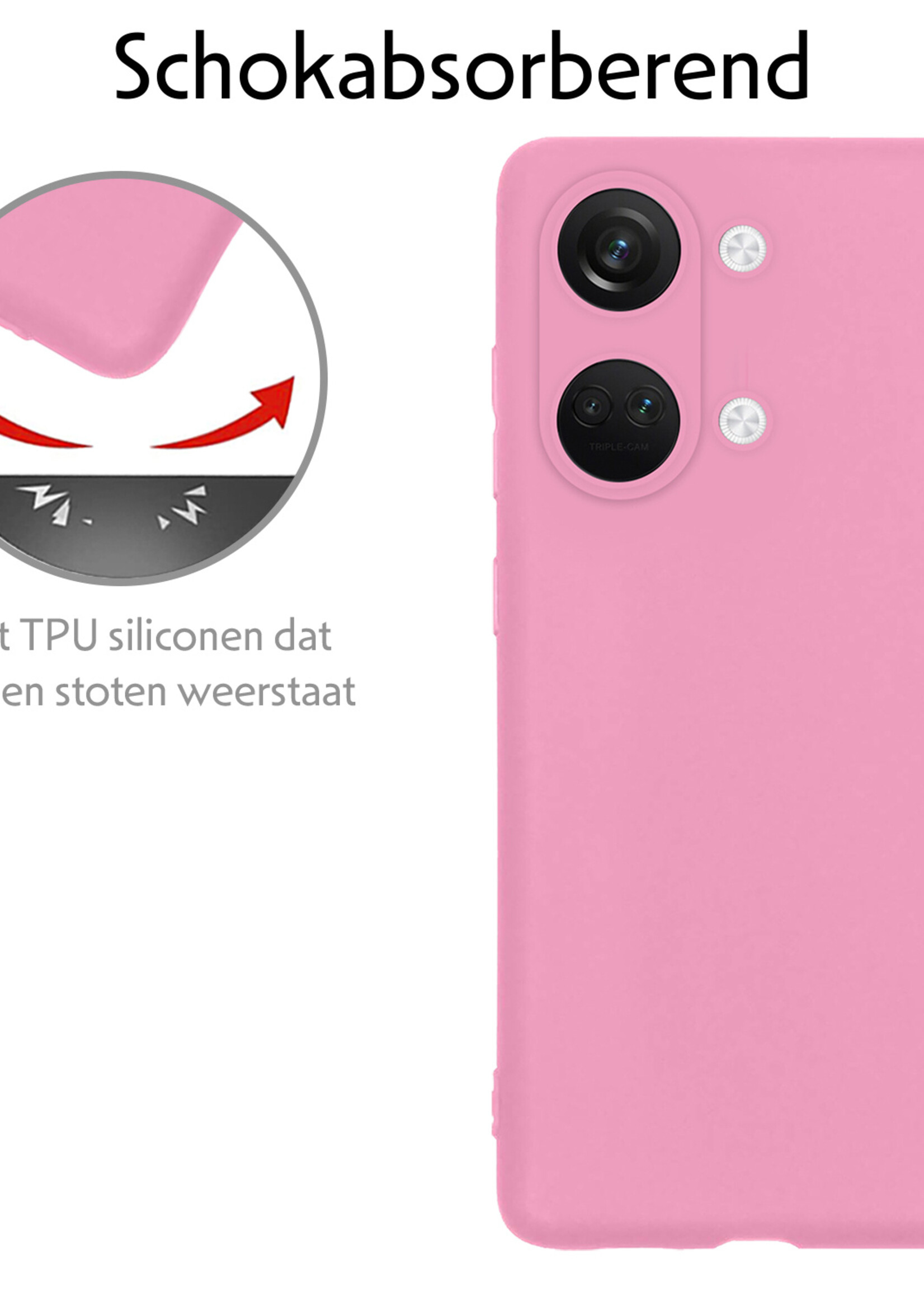 LUQ Hoesje Geschikt voor OnePlus Nord 3 Hoesje Siliconen Case - Hoes Geschikt voor OnePlus Nord 3 Hoes Siliconen - Lichtroze