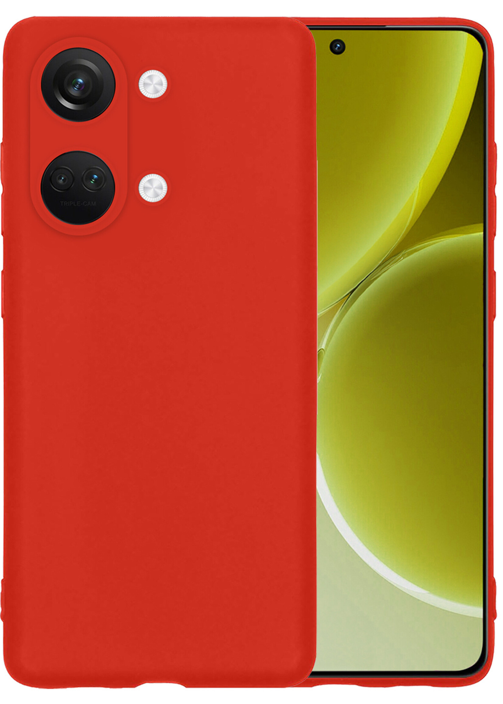 LUQ Hoesje Geschikt voor OnePlus Nord 3 Hoesje Siliconen Case - Hoes Geschikt voor OnePlus Nord 3 Hoes Siliconen - Rood