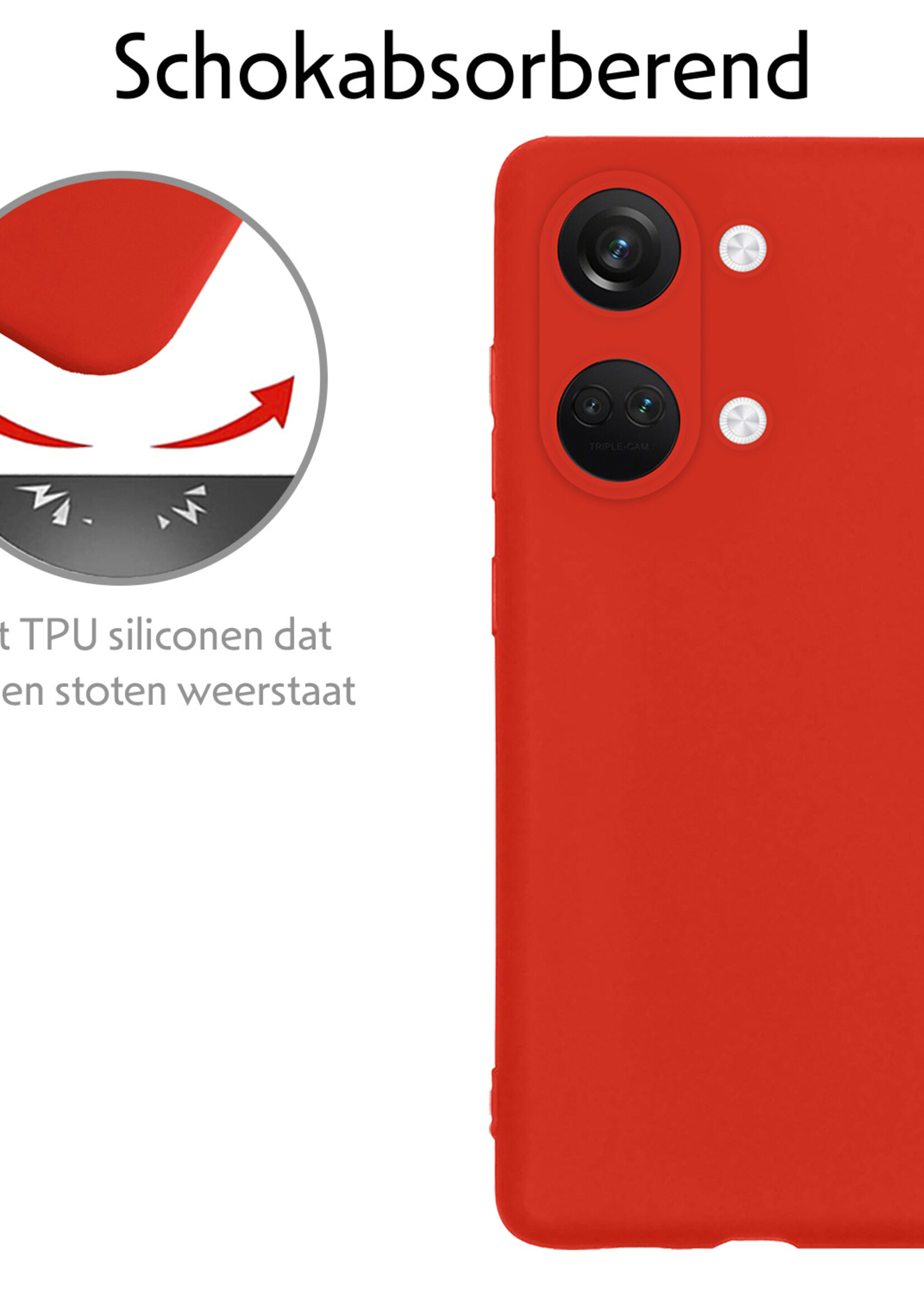 LUQ Hoesje Geschikt voor OnePlus Nord 3 Hoesje Siliconen Case - Hoes Geschikt voor OnePlus Nord 3 Hoes Siliconen - Rood
