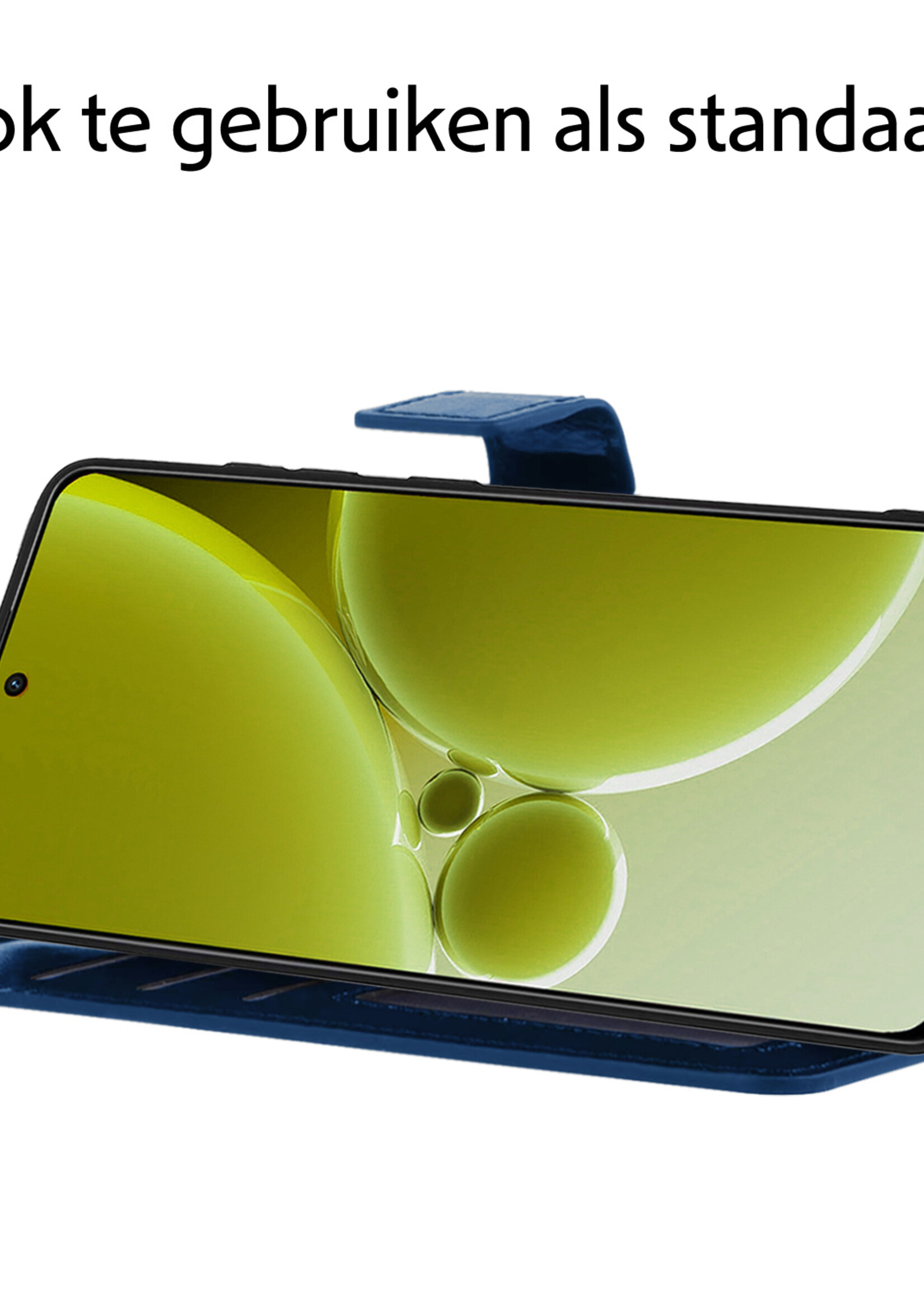 LUQ Hoesje Geschikt voor OnePlus Nord 3 Hoesje Book Case Hoes Wallet Cover - Hoes Geschikt voor OnePlus Nord 3 Hoesje Bookcase Hoes - Donkerblauw