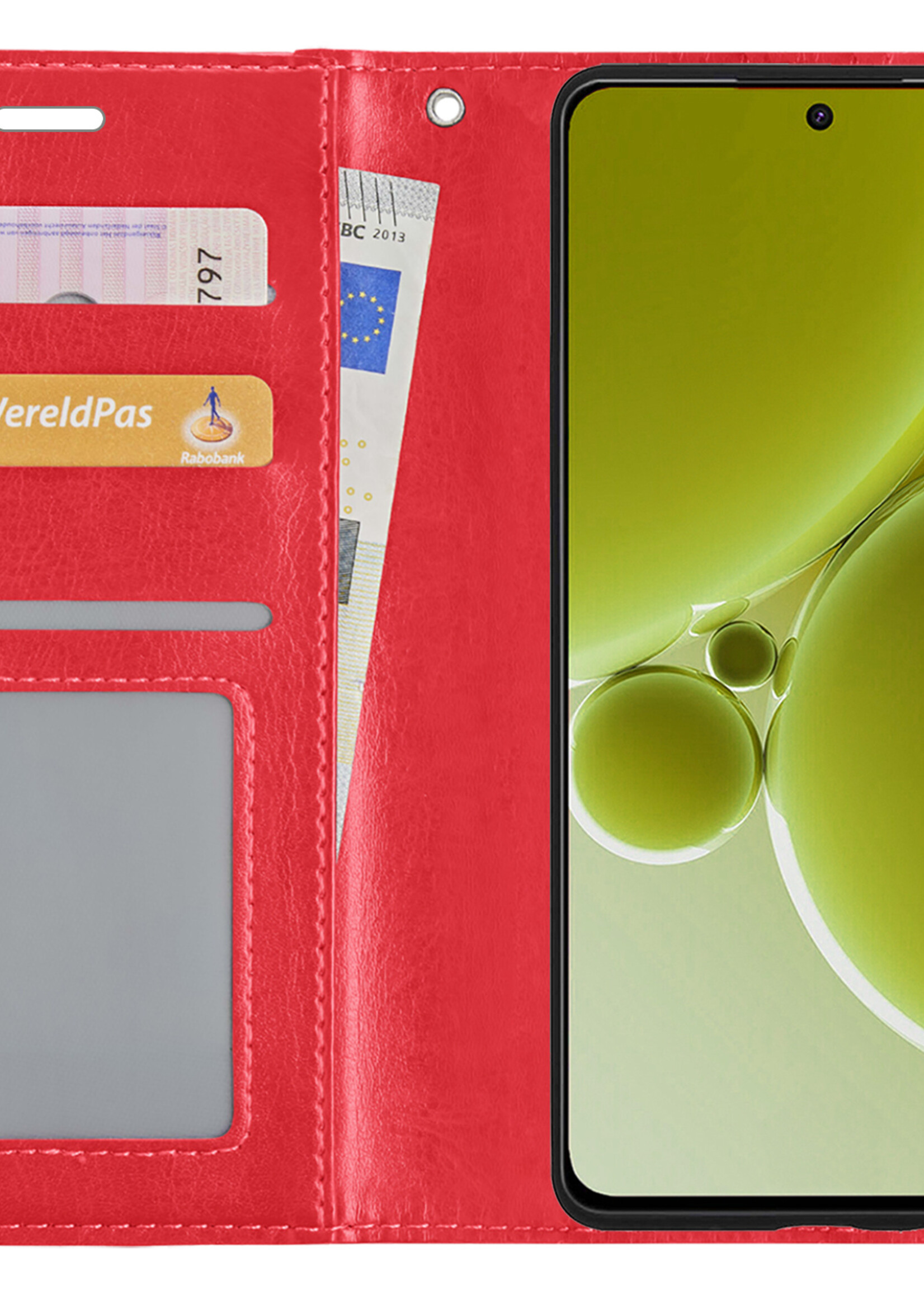 LUQ Hoesje Geschikt voor OnePlus Nord 3 Hoesje Book Case Hoes Wallet Cover - Hoes Geschikt voor OnePlus Nord 3 Hoesje Bookcase Hoes - Rood