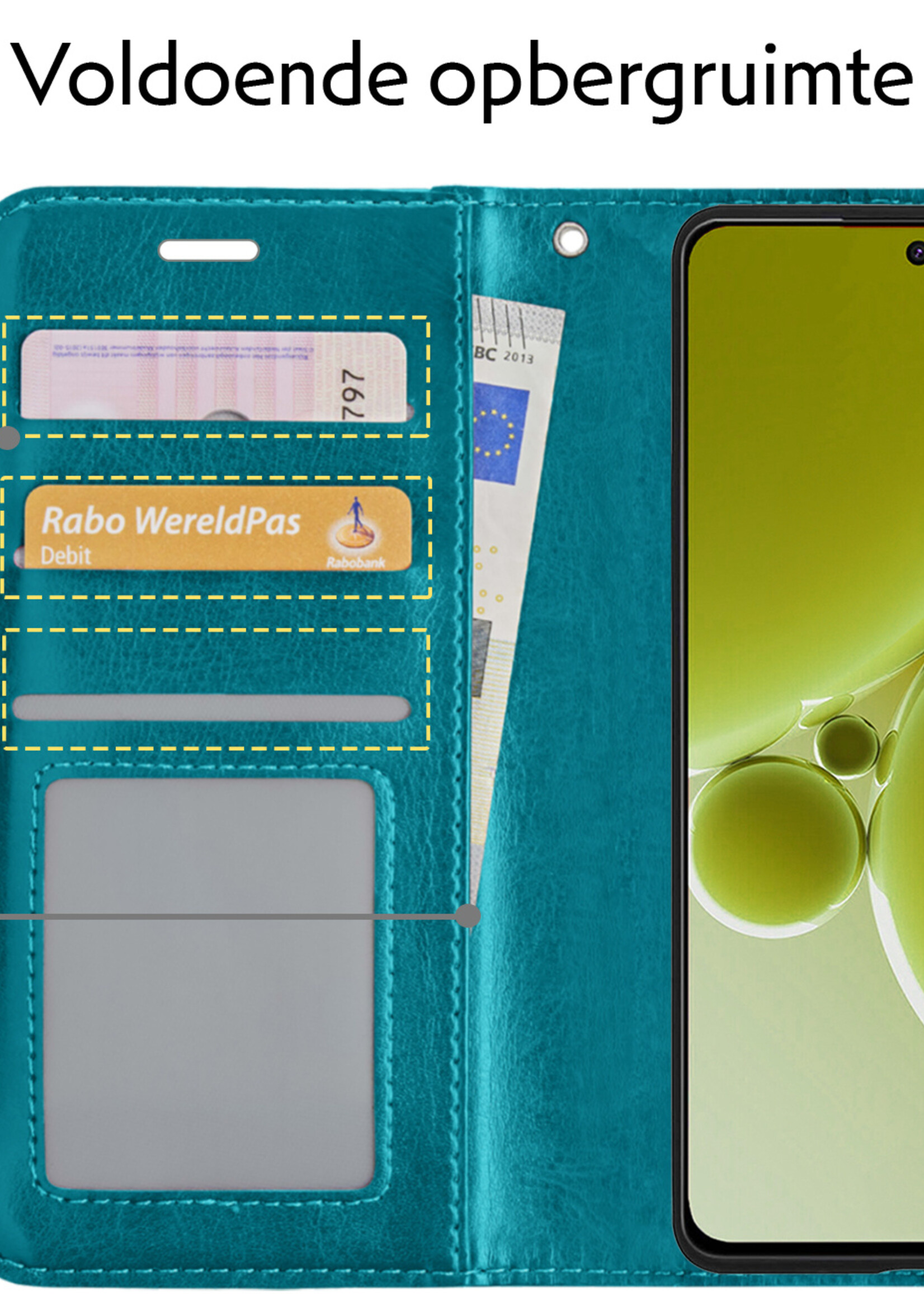LUQ Hoesje Geschikt voor OnePlus Nord 3 Hoesje Book Case Hoes Wallet Cover - Hoes Geschikt voor OnePlus Nord 3 Hoesje Bookcase Hoes - Turquoise