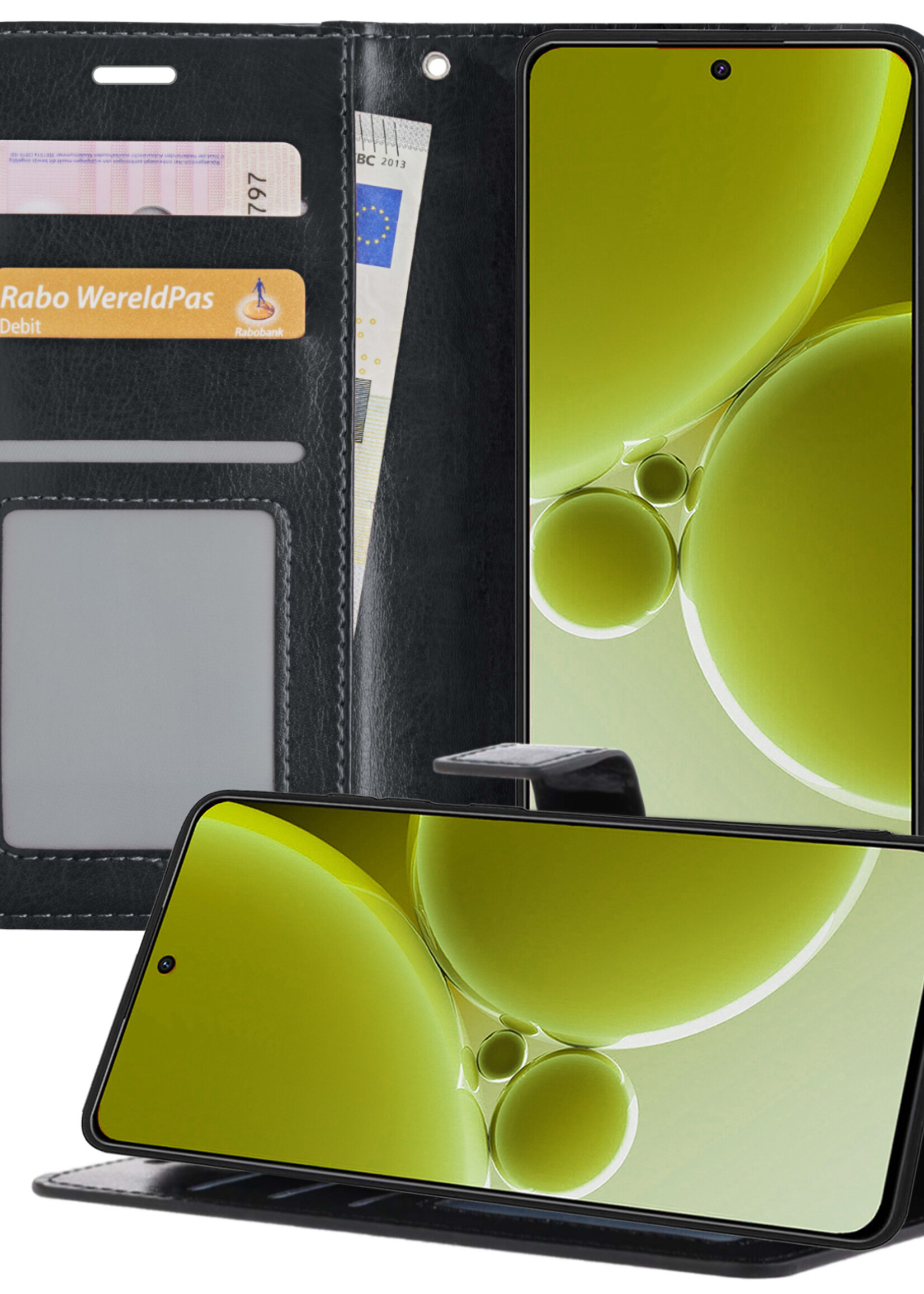 LUQ Hoesje Geschikt voor OnePlus Nord 3 Hoesje Book Case Hoes Wallet Cover - Hoes Geschikt voor OnePlus Nord 3 Hoesje Bookcase Hoes - Zwart